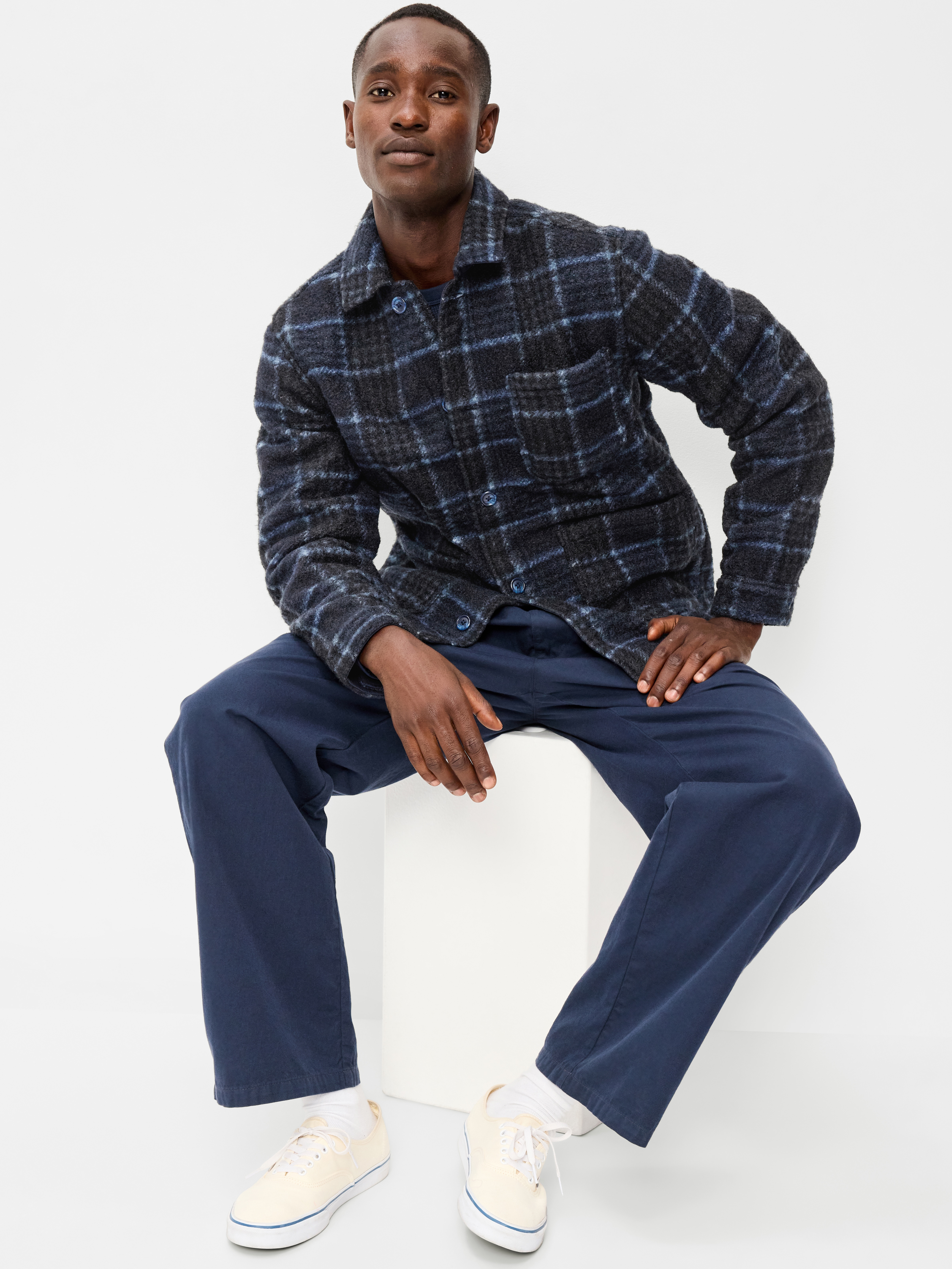 Wool-Blend Chore Jacket - Blue Plaid - 3