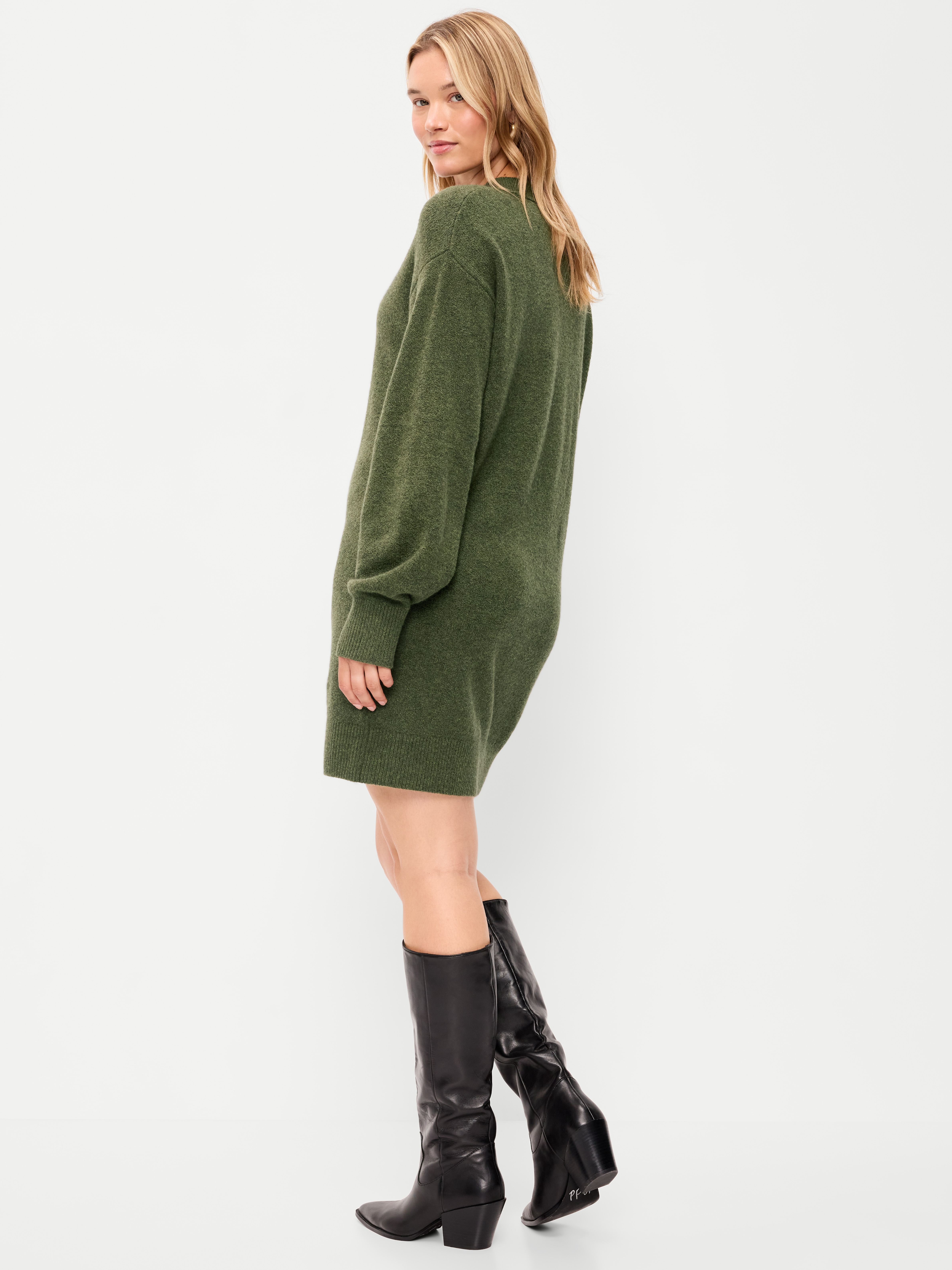 SoSoft Long-Sleeve V-Neck Mini Sweater Dress - Alpine Tundra - 7