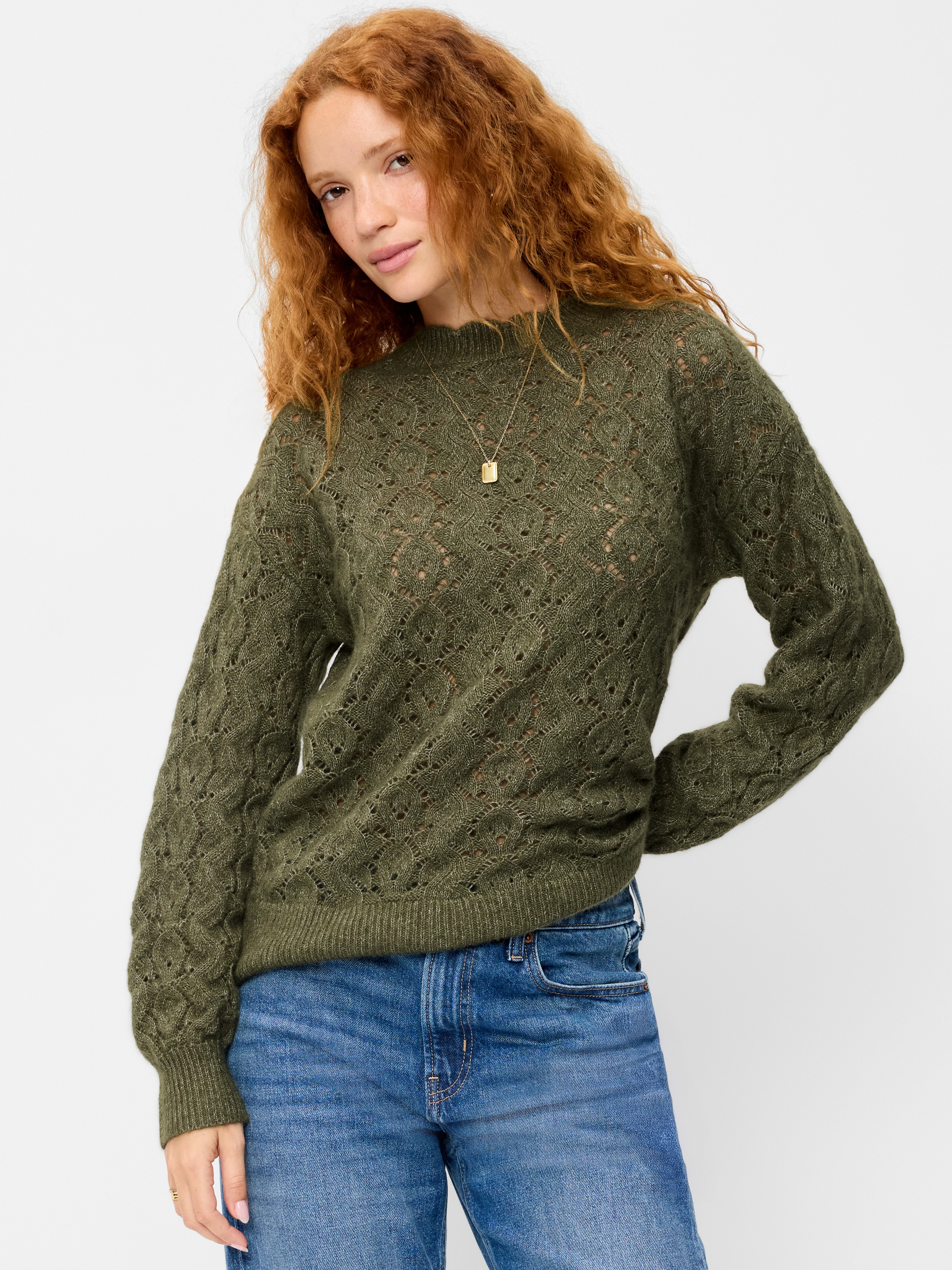 Wool-Blend Crew-Neck Tunic Sweater - Alpine Tundra - 1