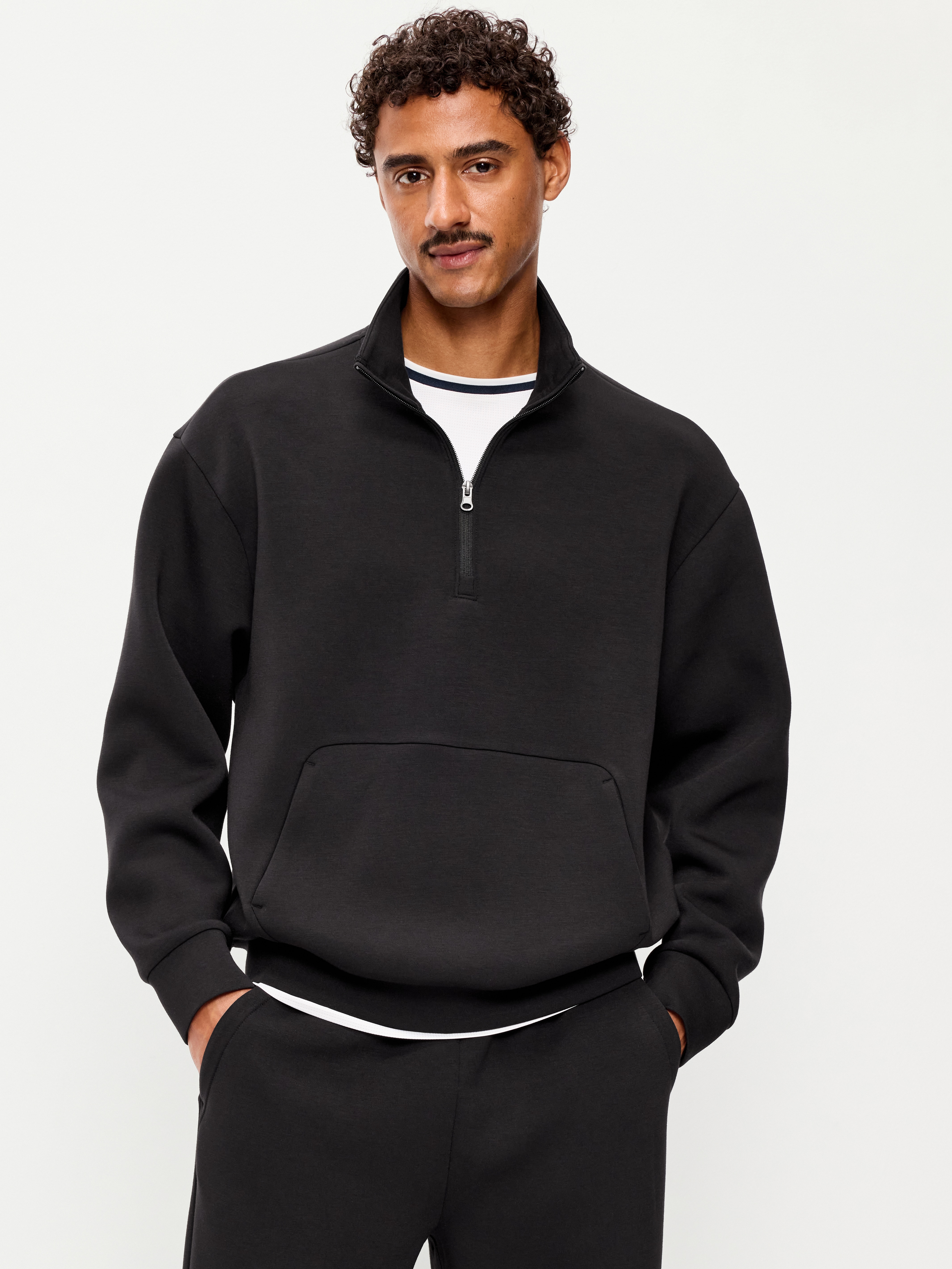Bounce Fleece Oversized Half-Zip Pullover Sweatshirt - Black Jack - 1