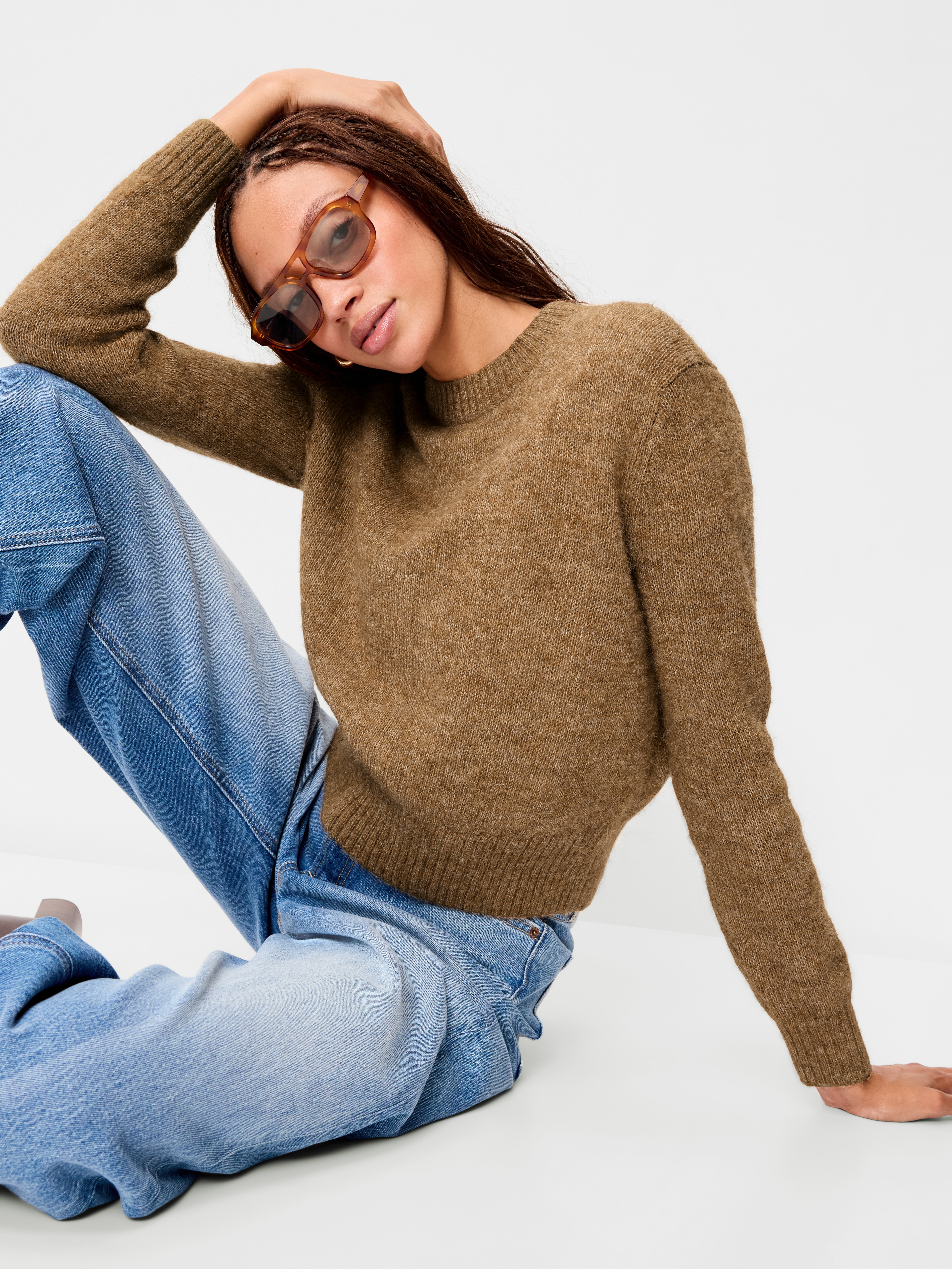 Shrunken Cozy Wool-Blend Crew-Neck Sweater - SYCAMORE BARK - 3