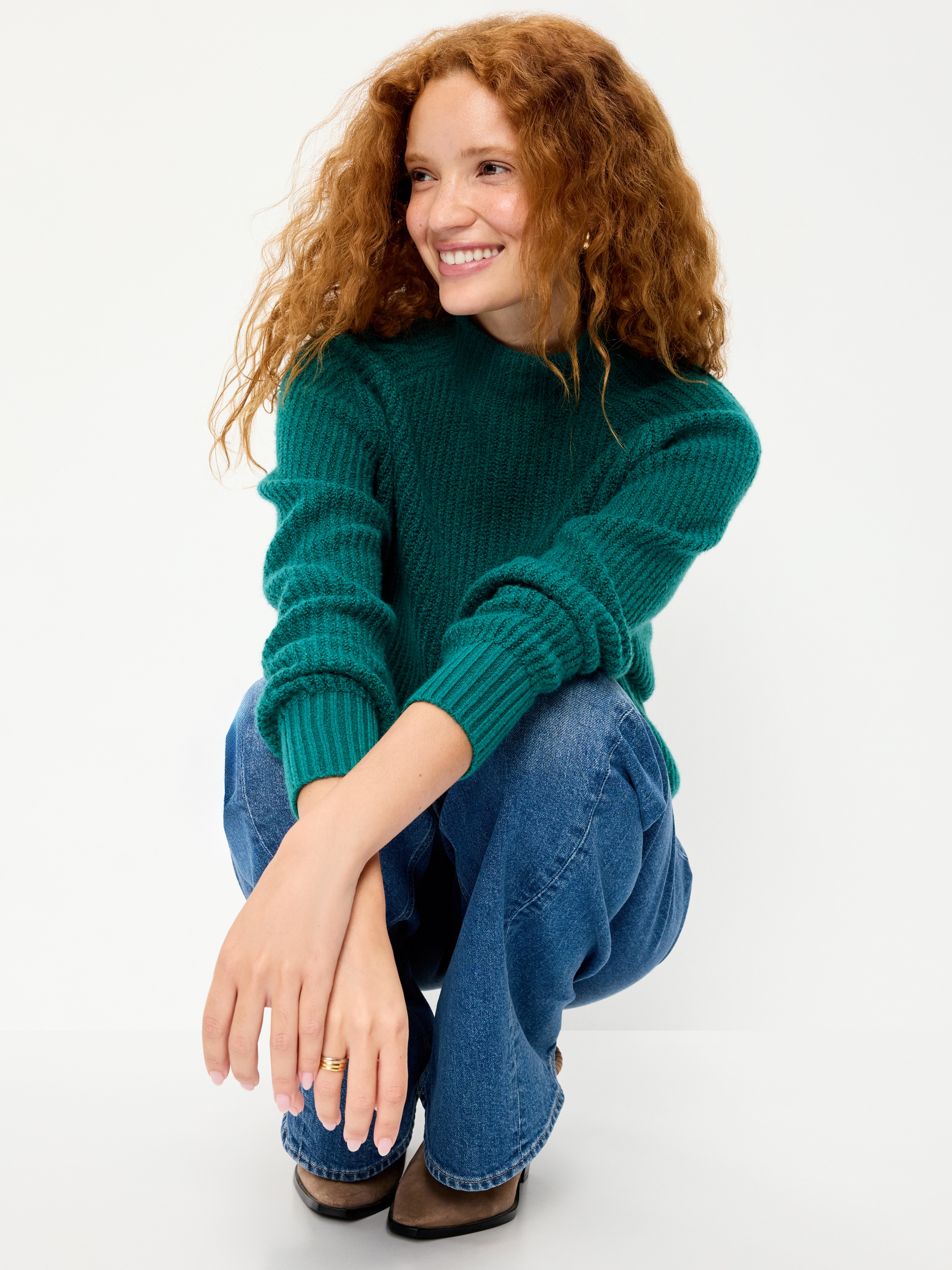 SoSoft Mock-Neck Shaker Sweater - Deep Lagoon - 3