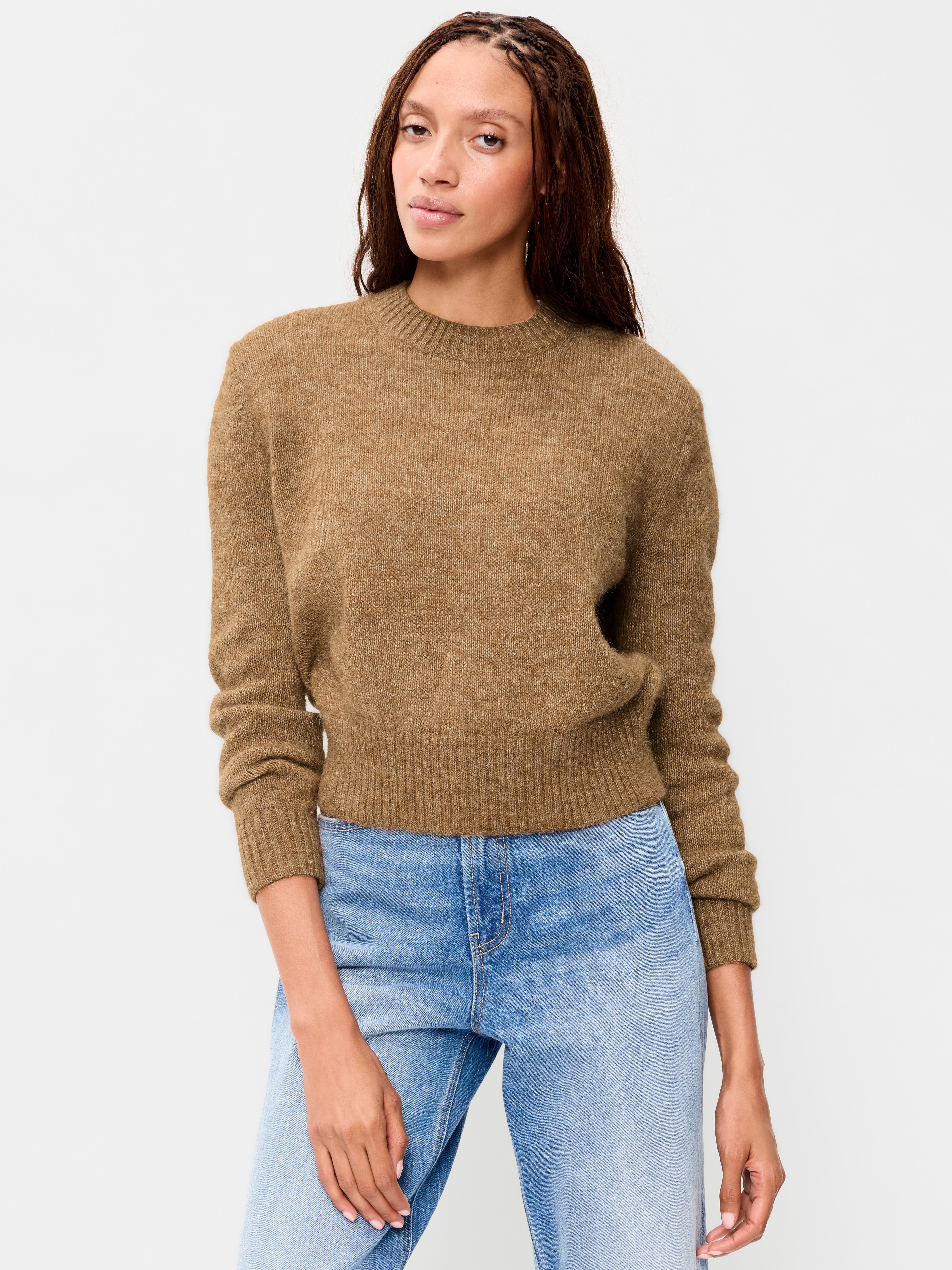 Shrunken Cozy Wool-Blend Crew-Neck Sweater - SYCAMORE BARK - 1