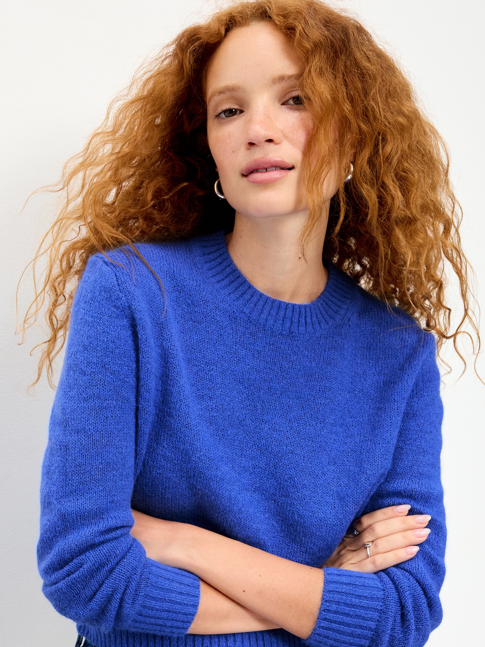 Shrunken Cozy Wool-Blend Crew-Neck Sweater - CRAYON BLUE - 1