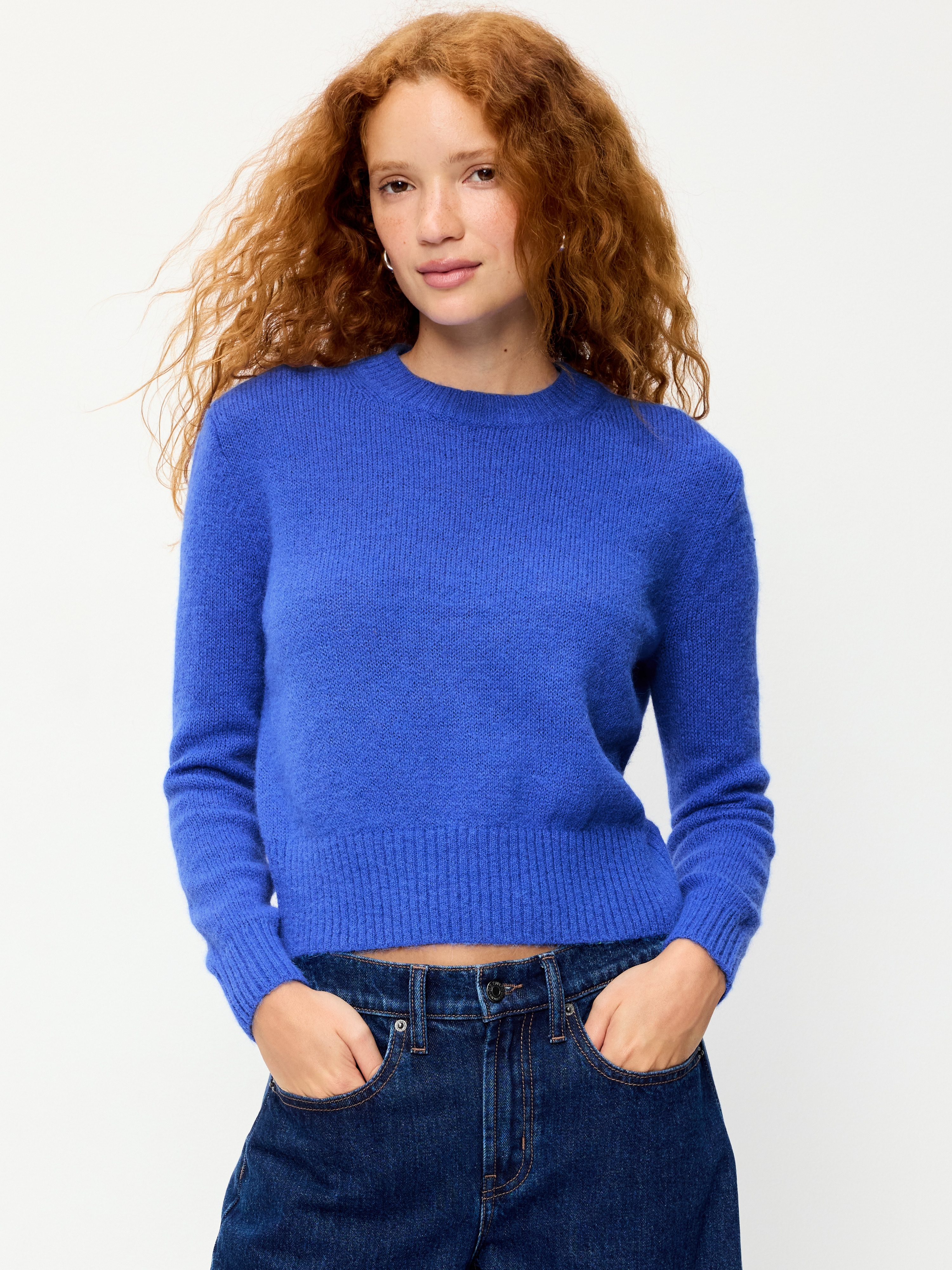 Shrunken Cozy Wool-Blend Crew-Neck Sweater - CRAYON BLUE - 3