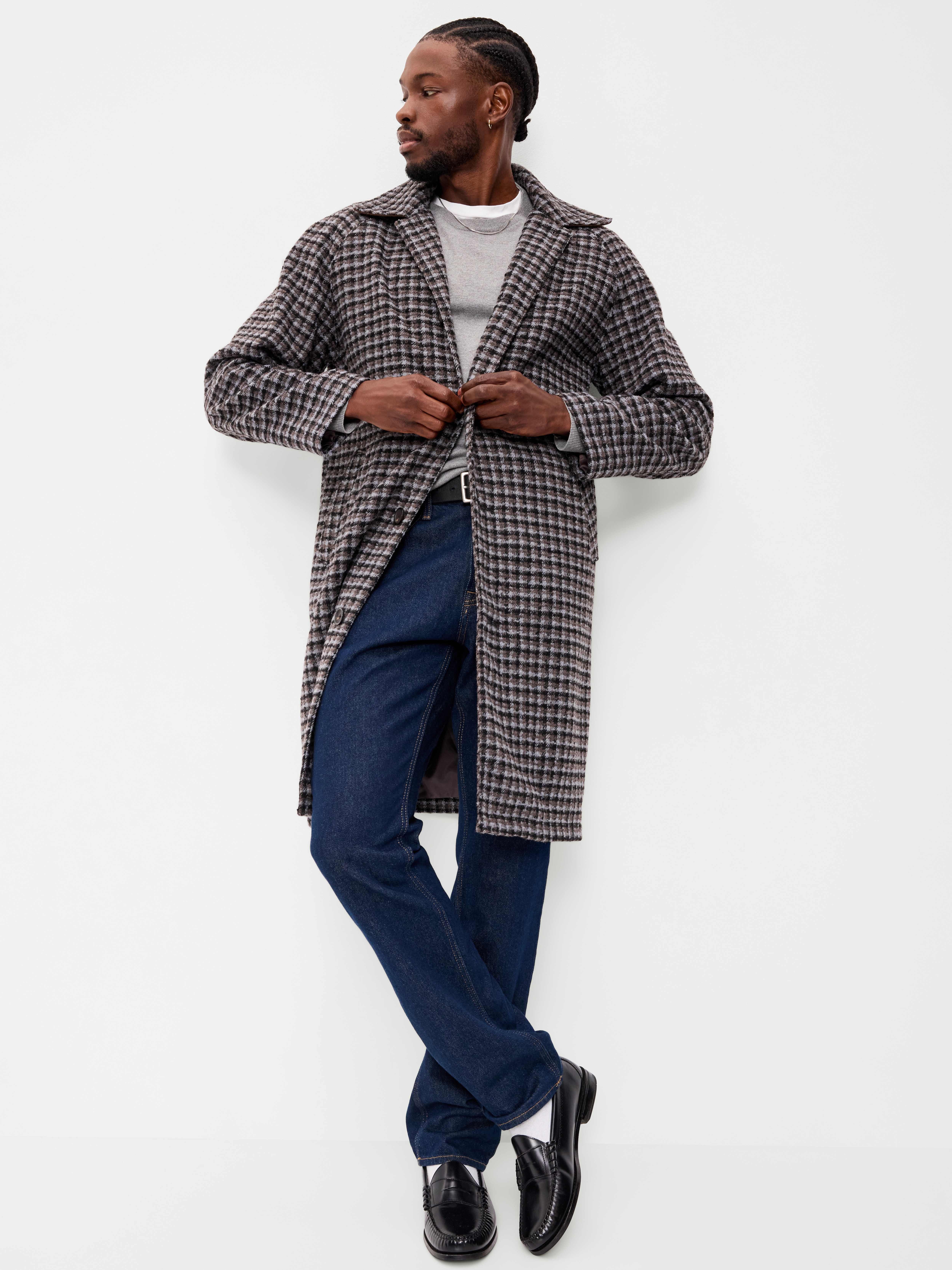 Relaxed Houndstooth Topcoat - Dark Walnut - 3