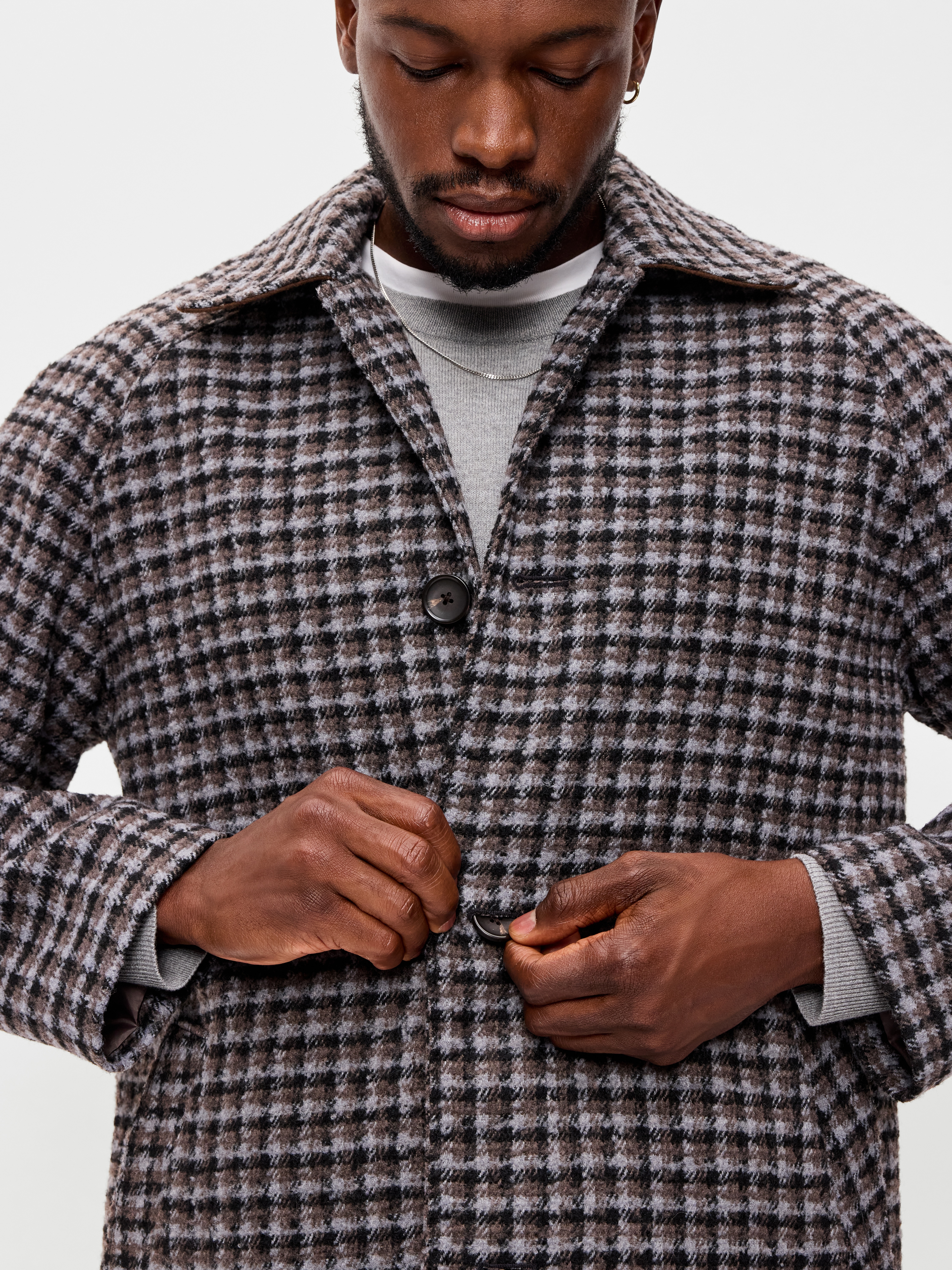 Relaxed Houndstooth Topcoat - Dark Walnut - 6
