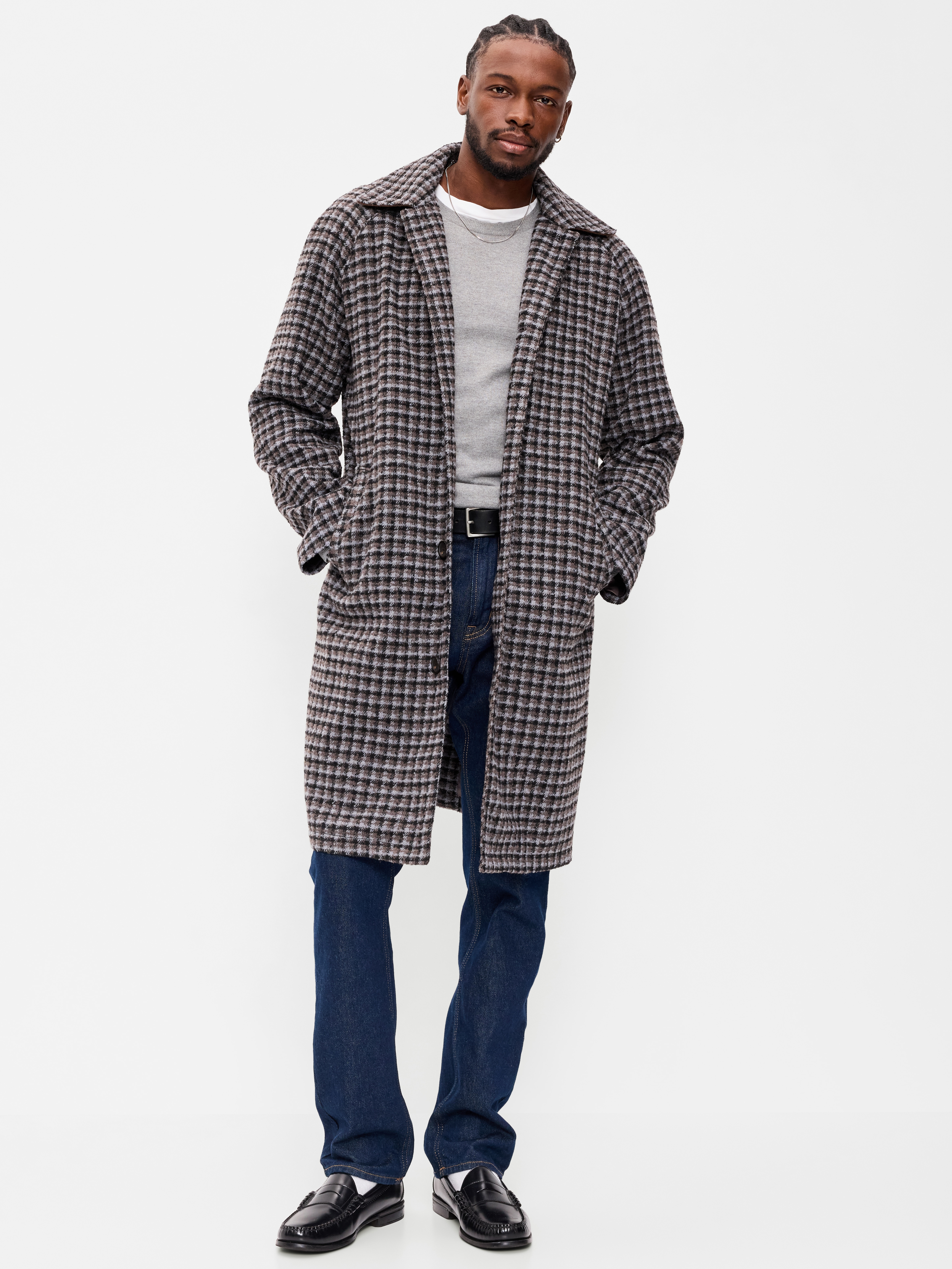 Relaxed Houndstooth Topcoat - Dark Walnut - 1
