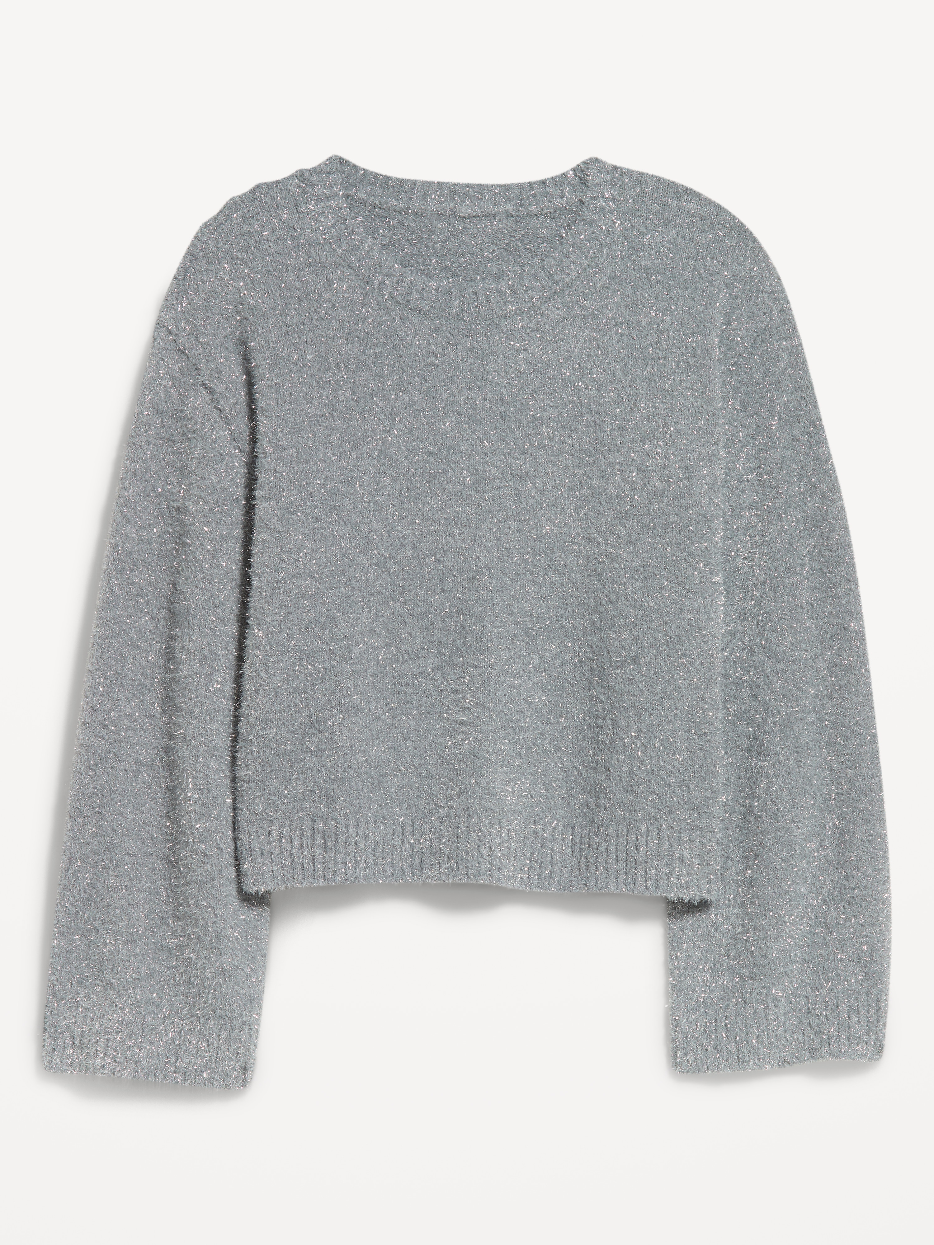 Oversized Shine Crew-Neck Sweater - Silver Shine - 4