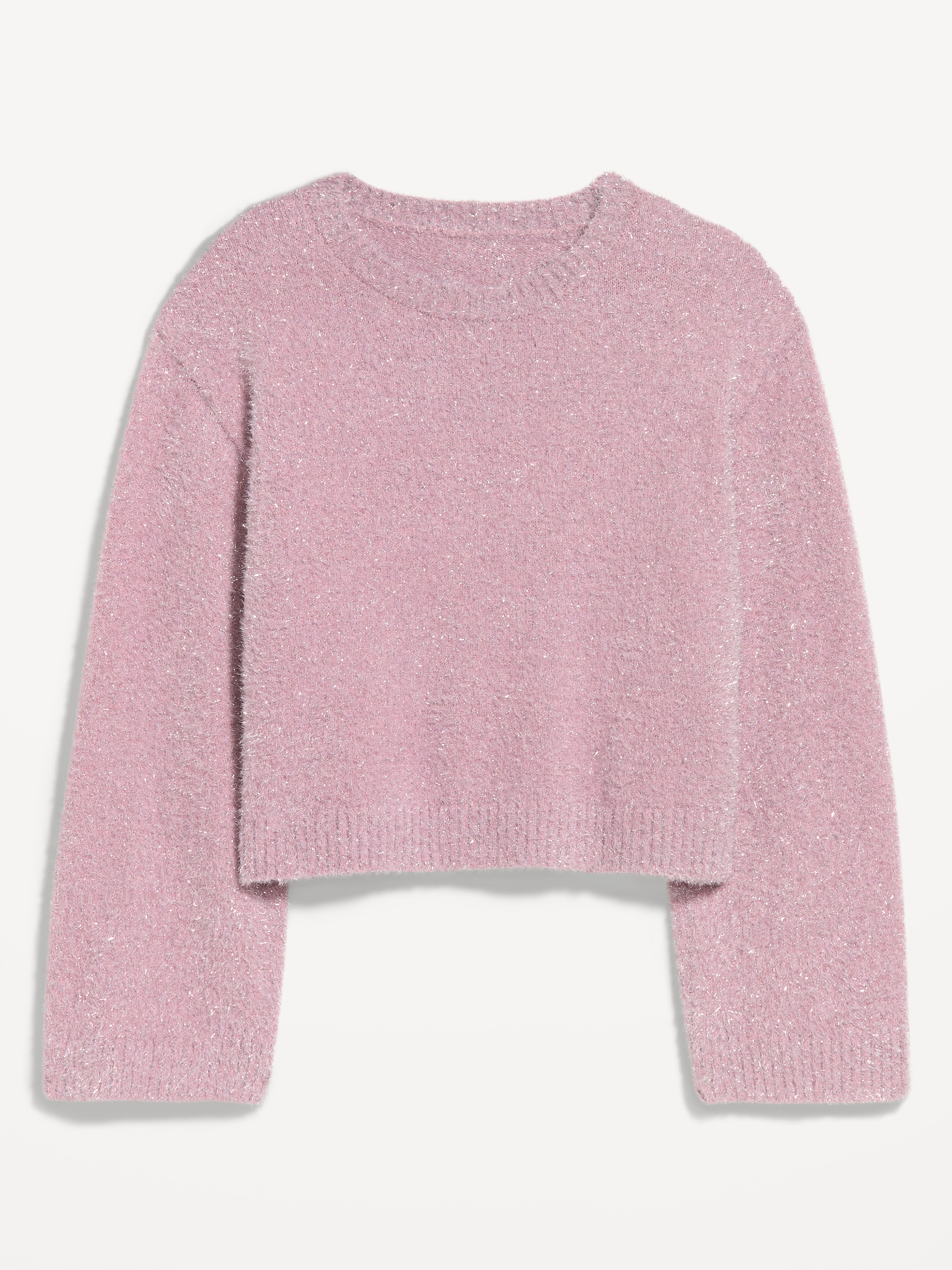 Oversized Shine Crew-Neck Sweater - Rose Dawn - 1