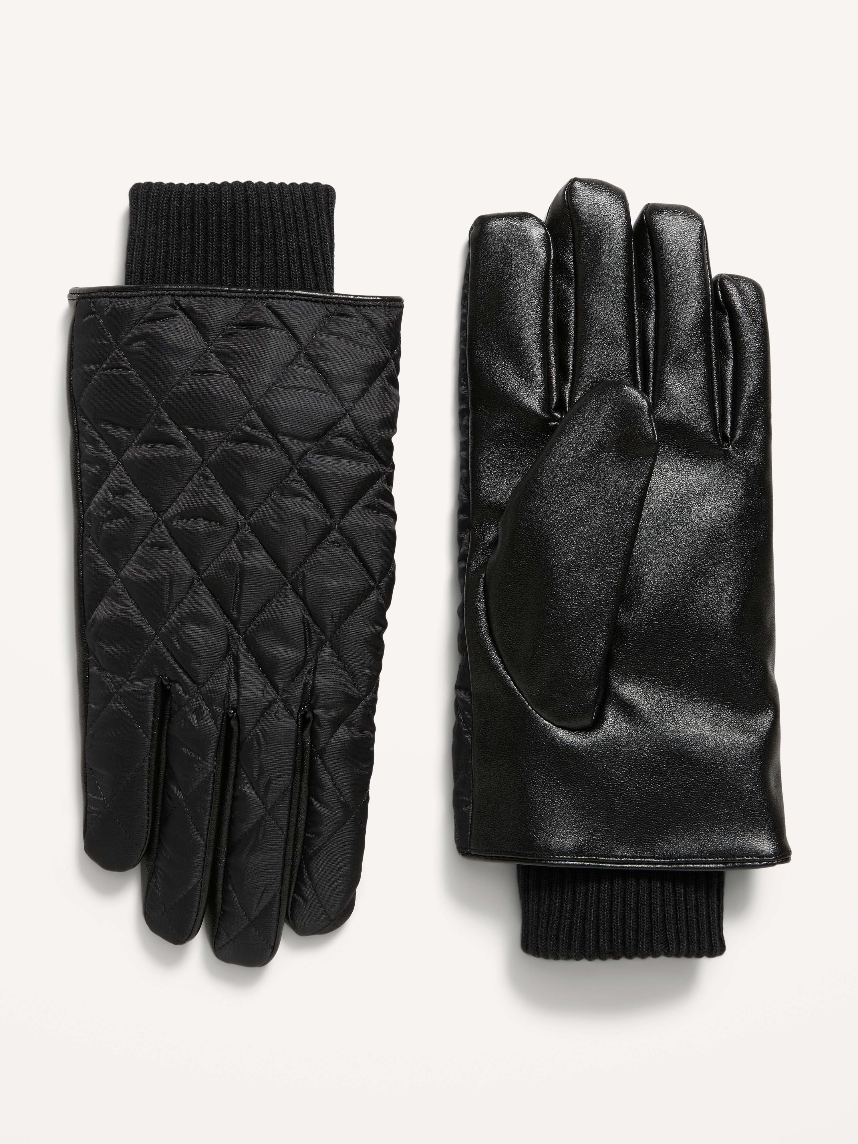 Quilted Faux-Leather Gloves for Men - BlackJack - 1
