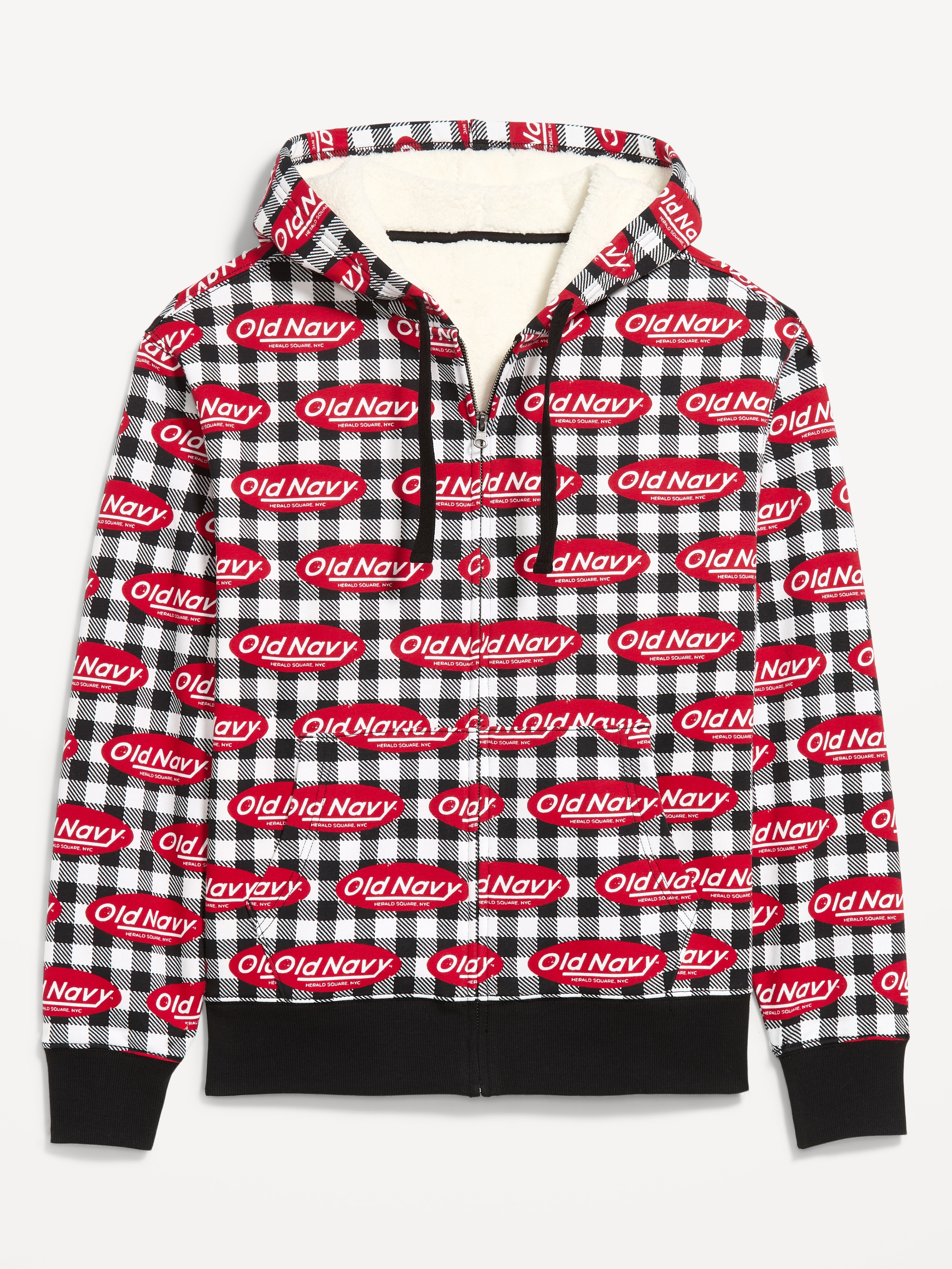 Sherpa-Lined Logo Graphic Full-Zip Hoodie - Calla Lilies - 4