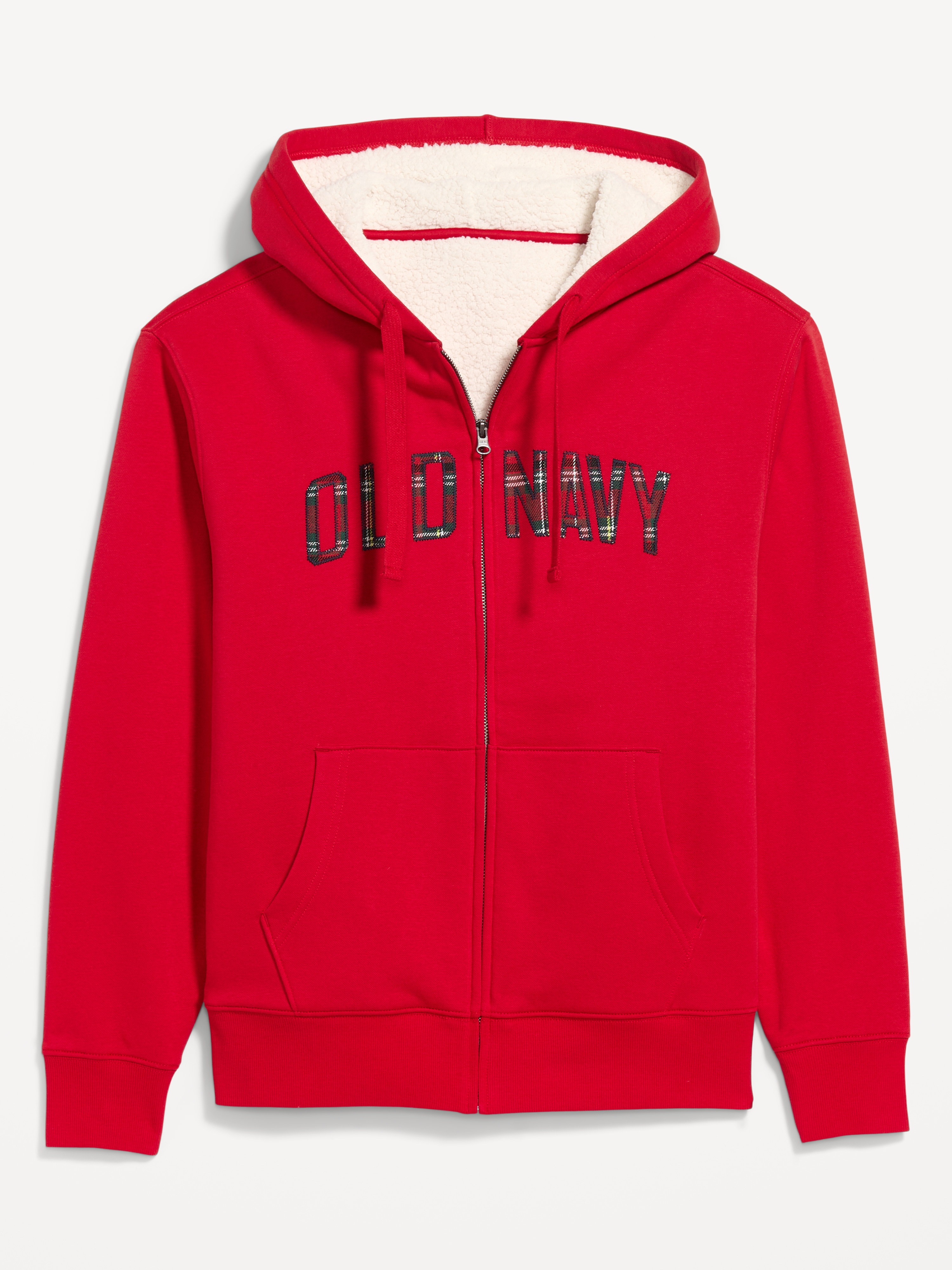Sherpa-Lined Logo Graphic Full-Zip Hoodie - Robbie Red - 4