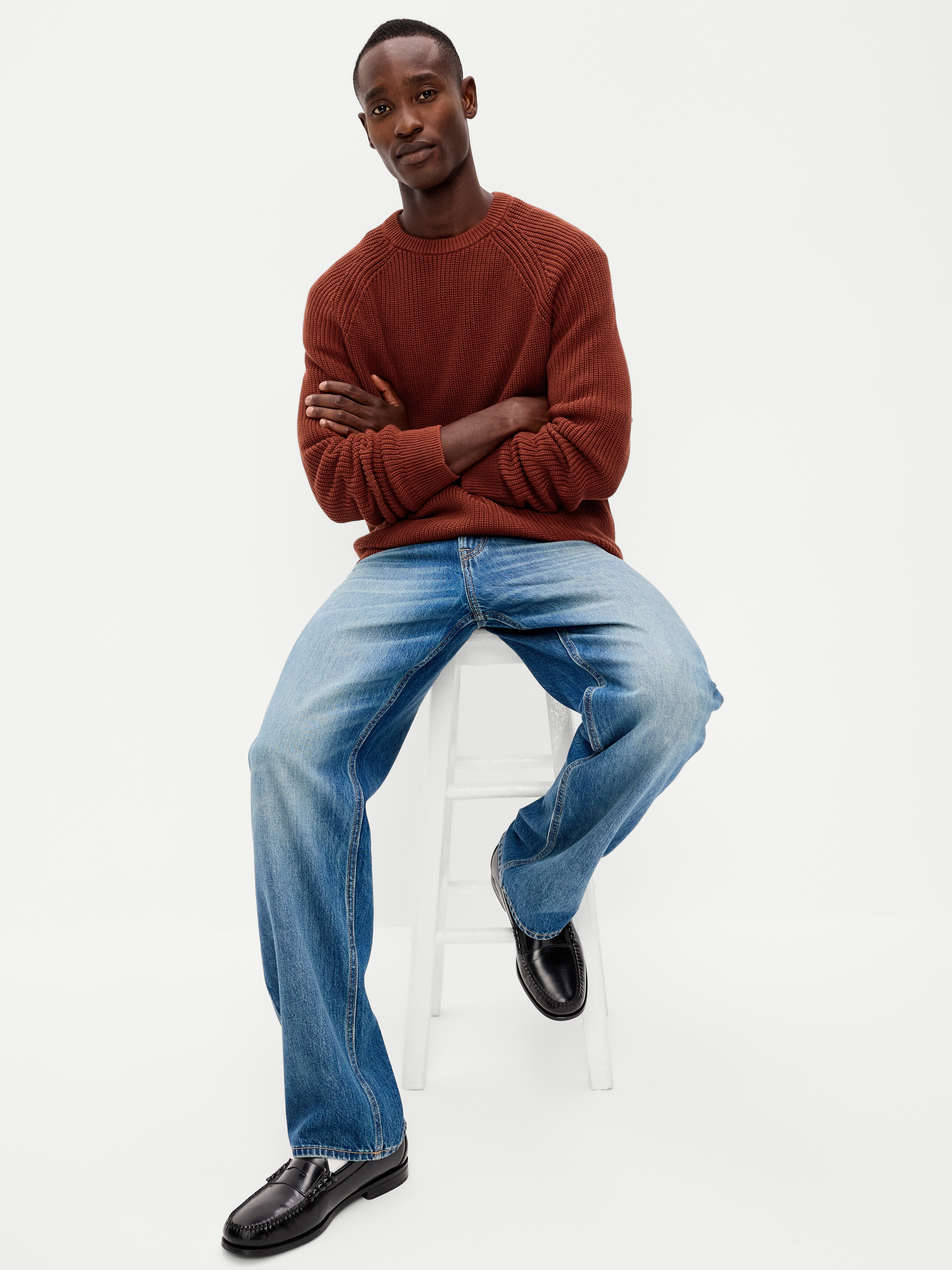 Crew-Neck Sweater - Russet Brown - 3