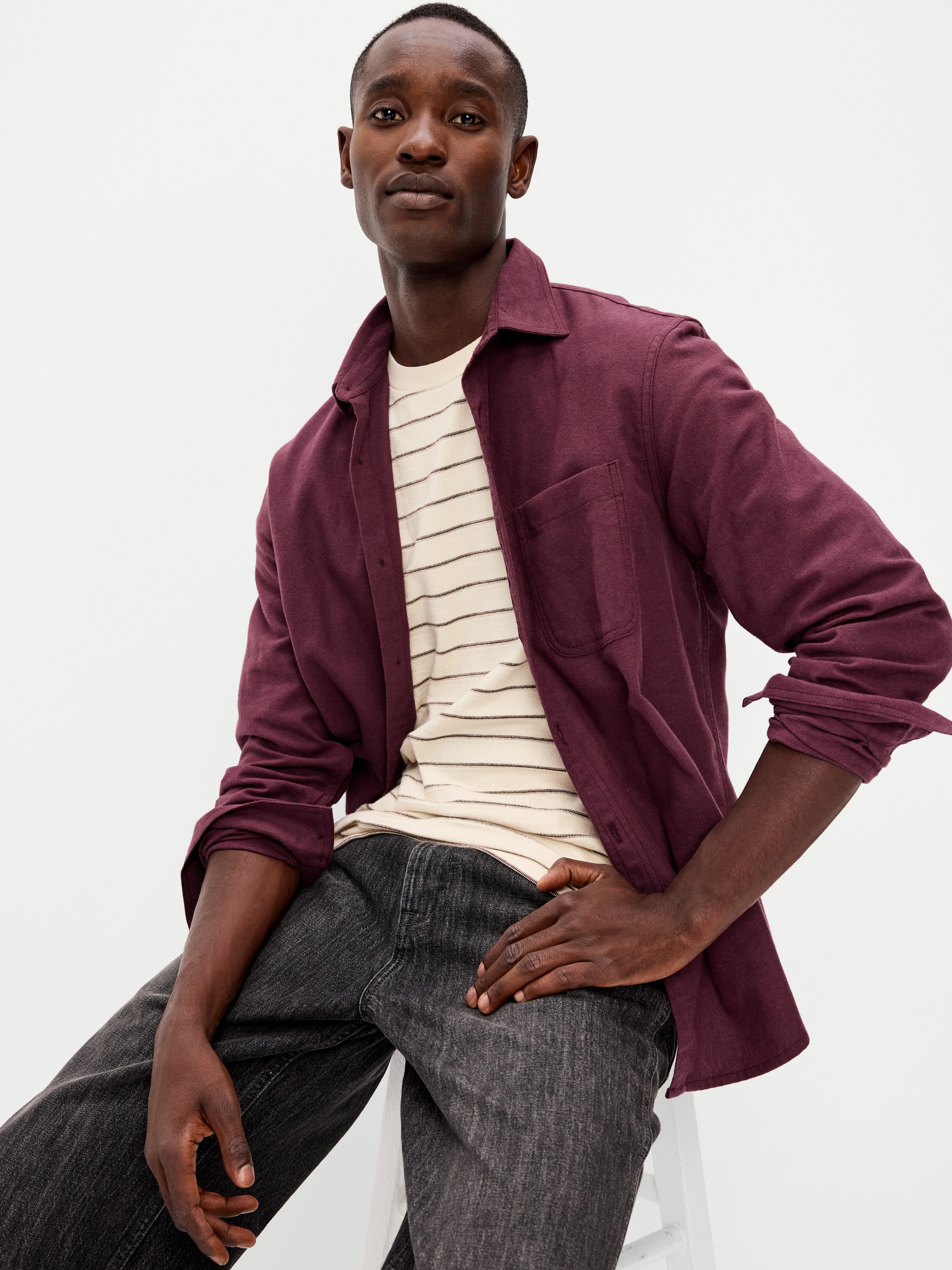 Relaxed Long-Sleeve Flannel Pocket Shirt - Ravenswood - 1