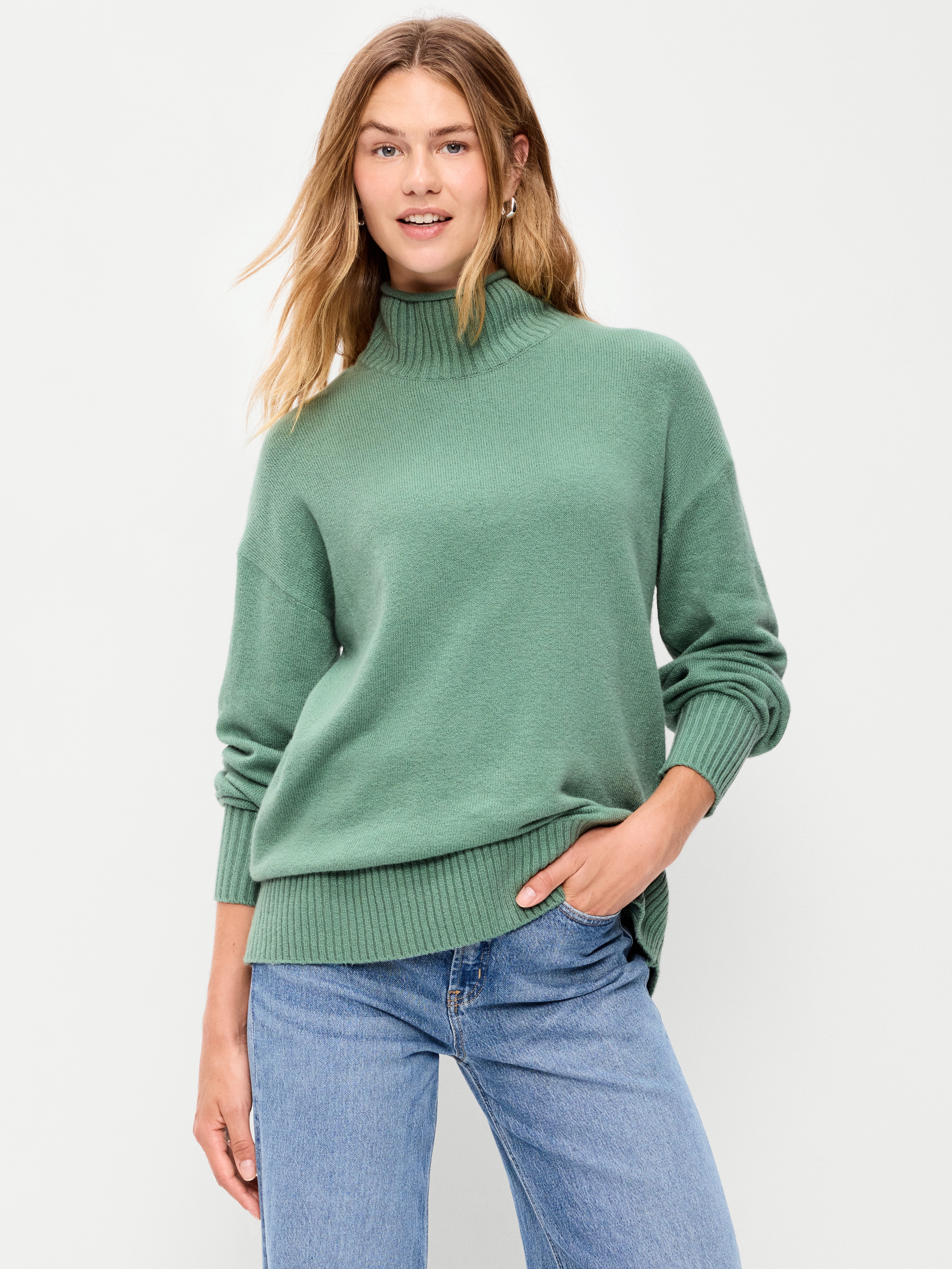 SoSoft Turtleneck Tunic Sweater - Dried Herb - 1