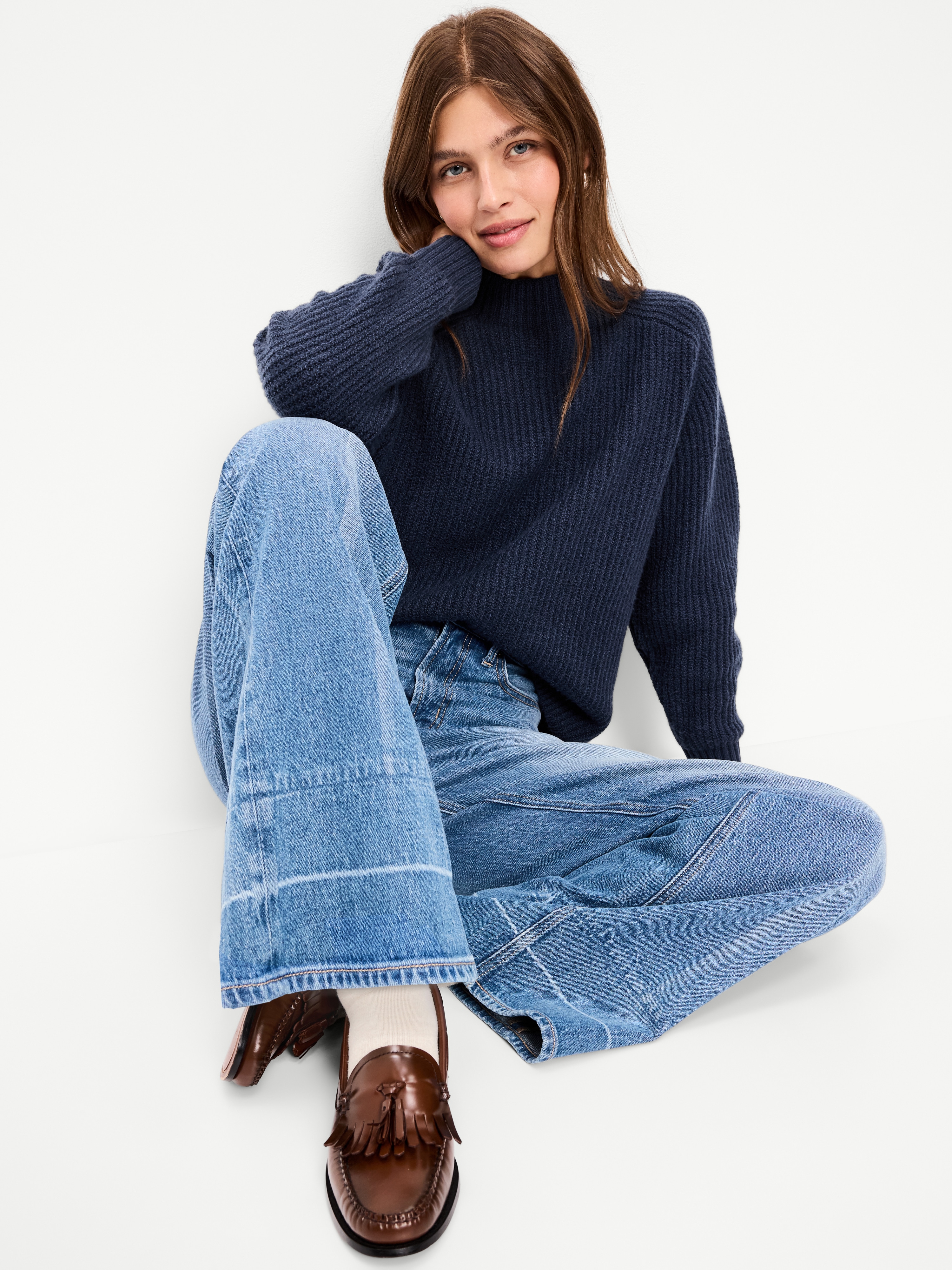 SoSoft Mock-Neck Shaker Sweater - Gothic Blue - 3