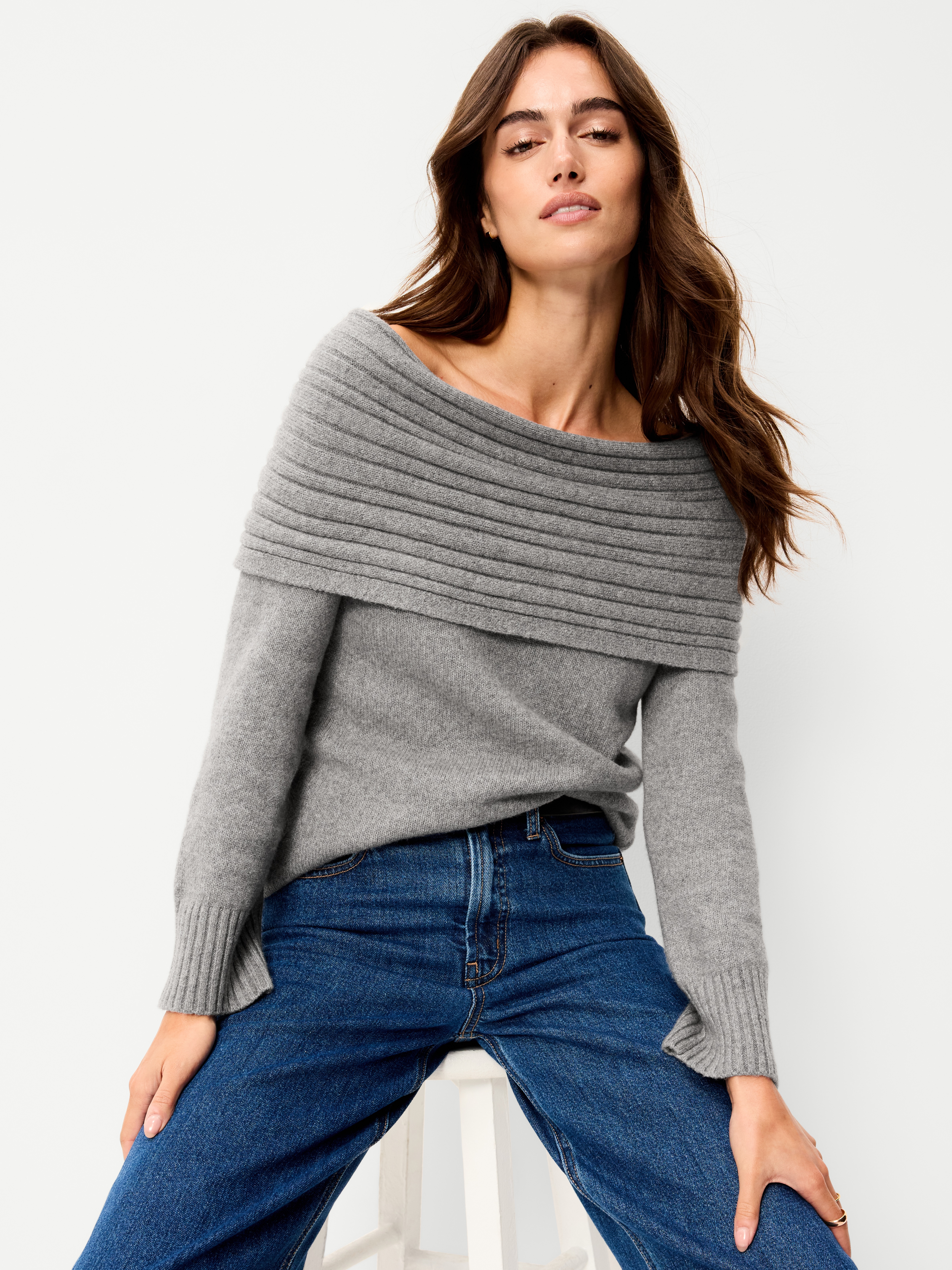 SoSoft Off-The-Shoulder Sweater - Heather Gray - 1