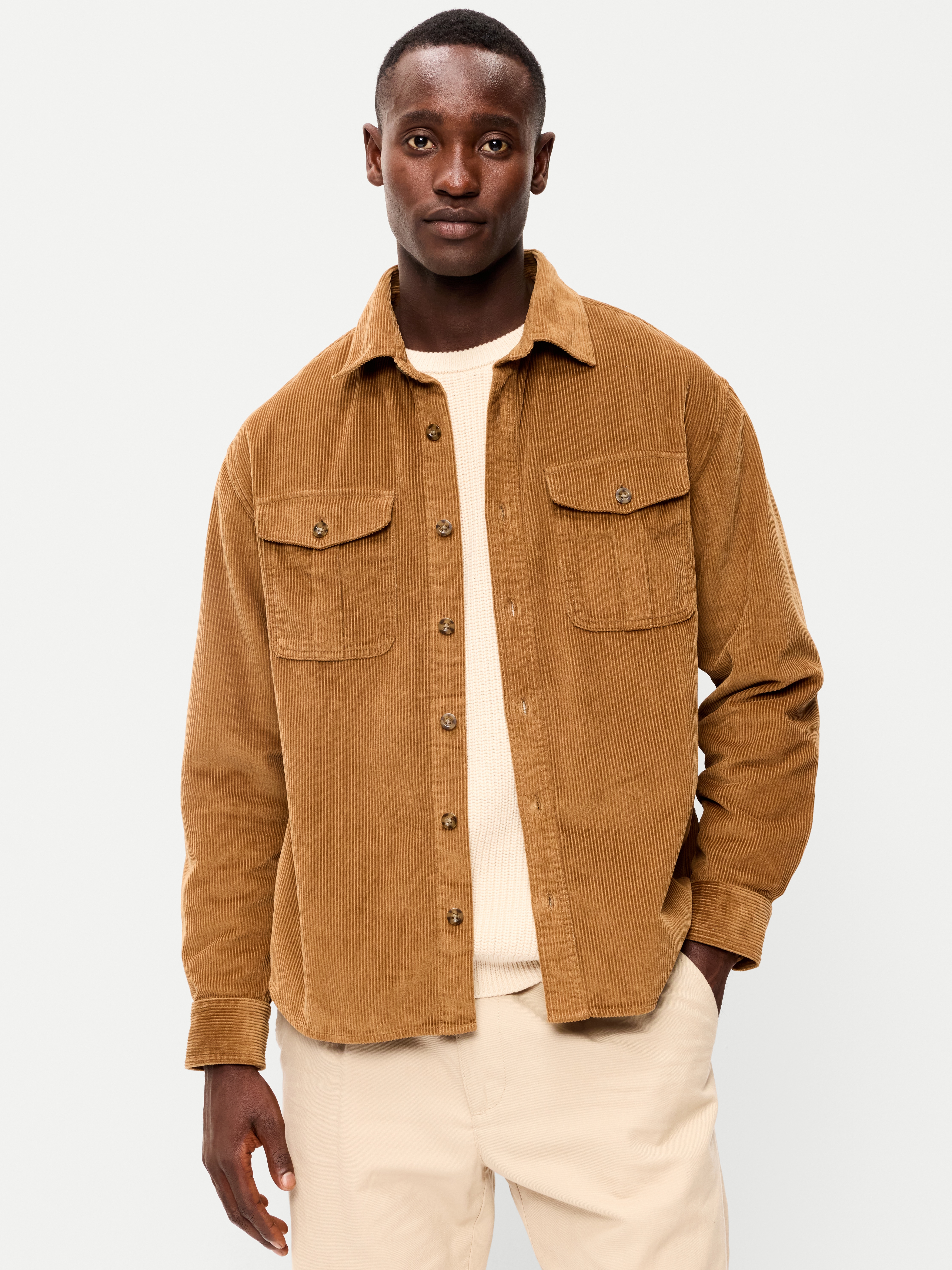 Loose Fit Long-Sleeve Corduroy Shirt - Doe A Deer - 1
