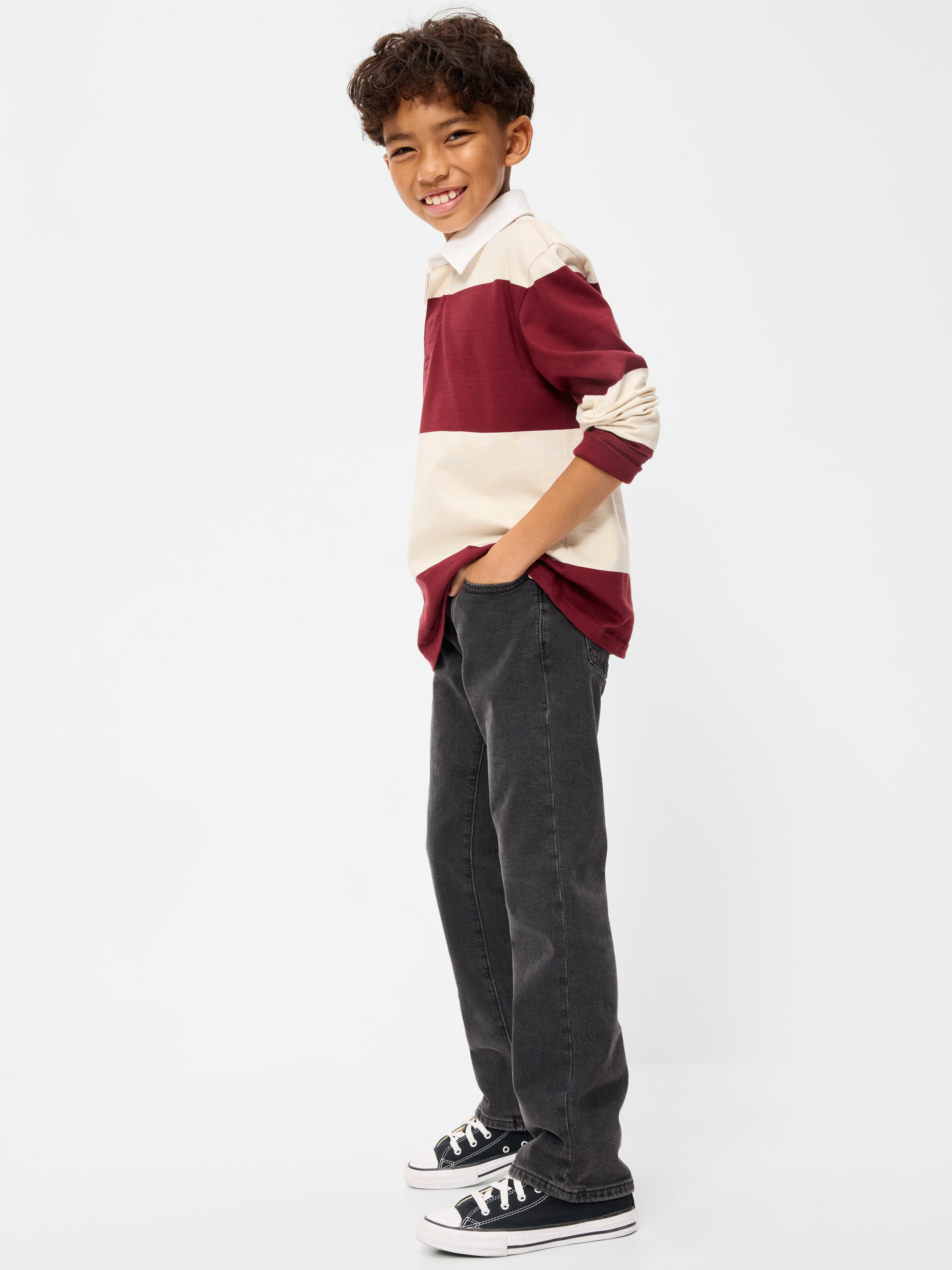 Straight-Leg Built-In Flex Jeans for Boys - Washed Black - 3