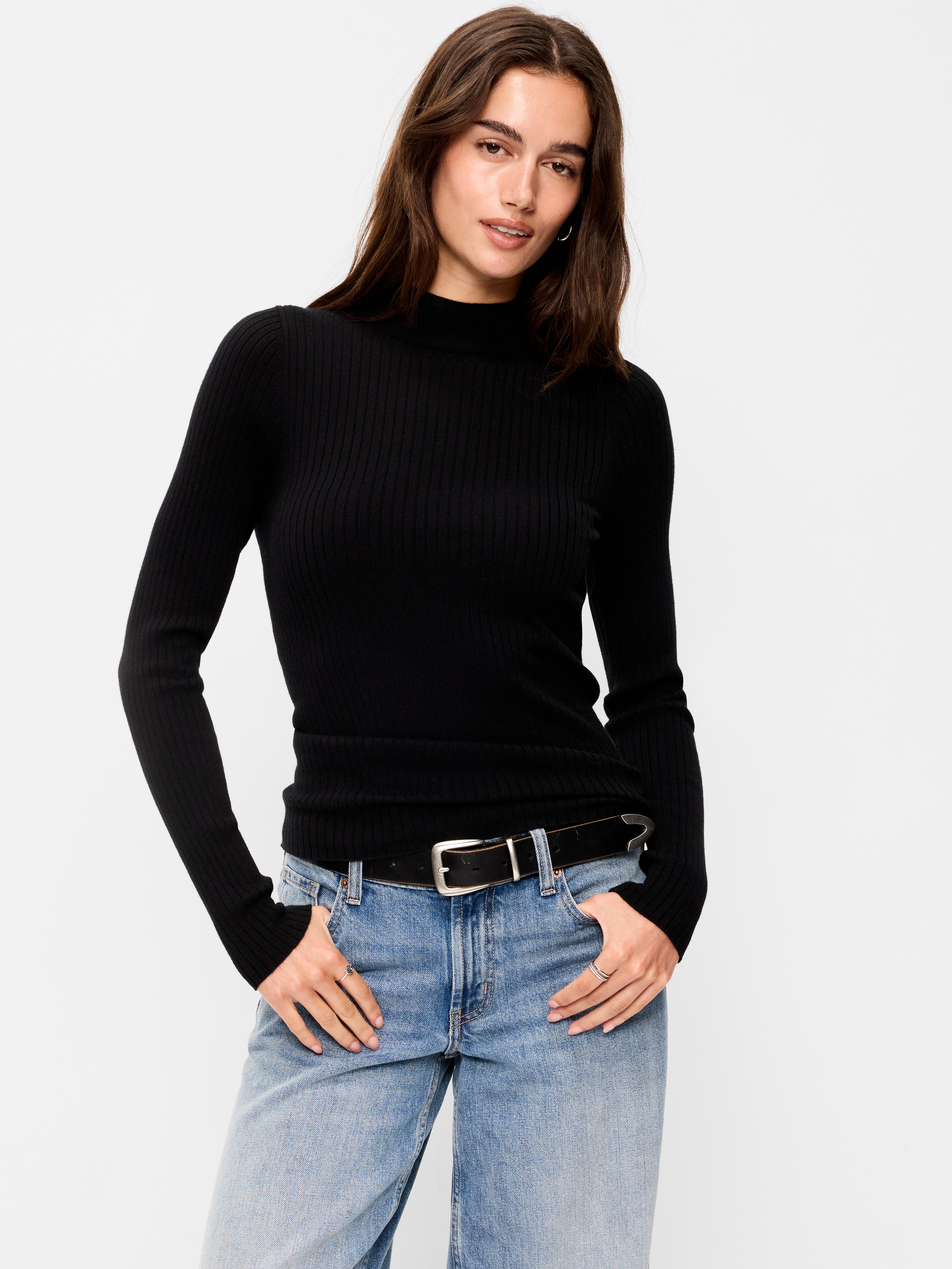 SoSoft Lite Ribbed Mock-Neck Sweater - Black Jack - 1