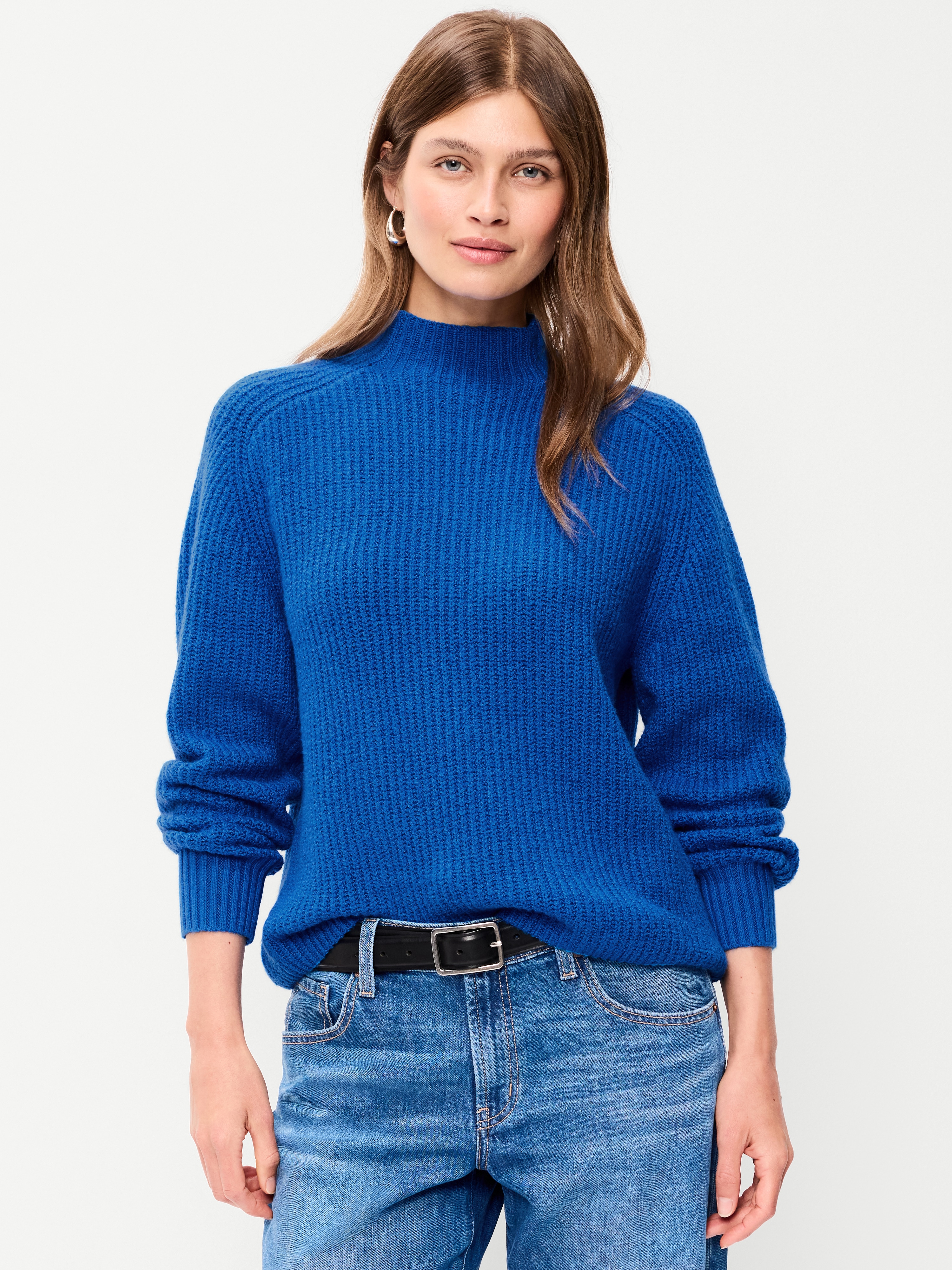 SoSoft Mock-Neck Shaker Sweater - Blue Moon - 1