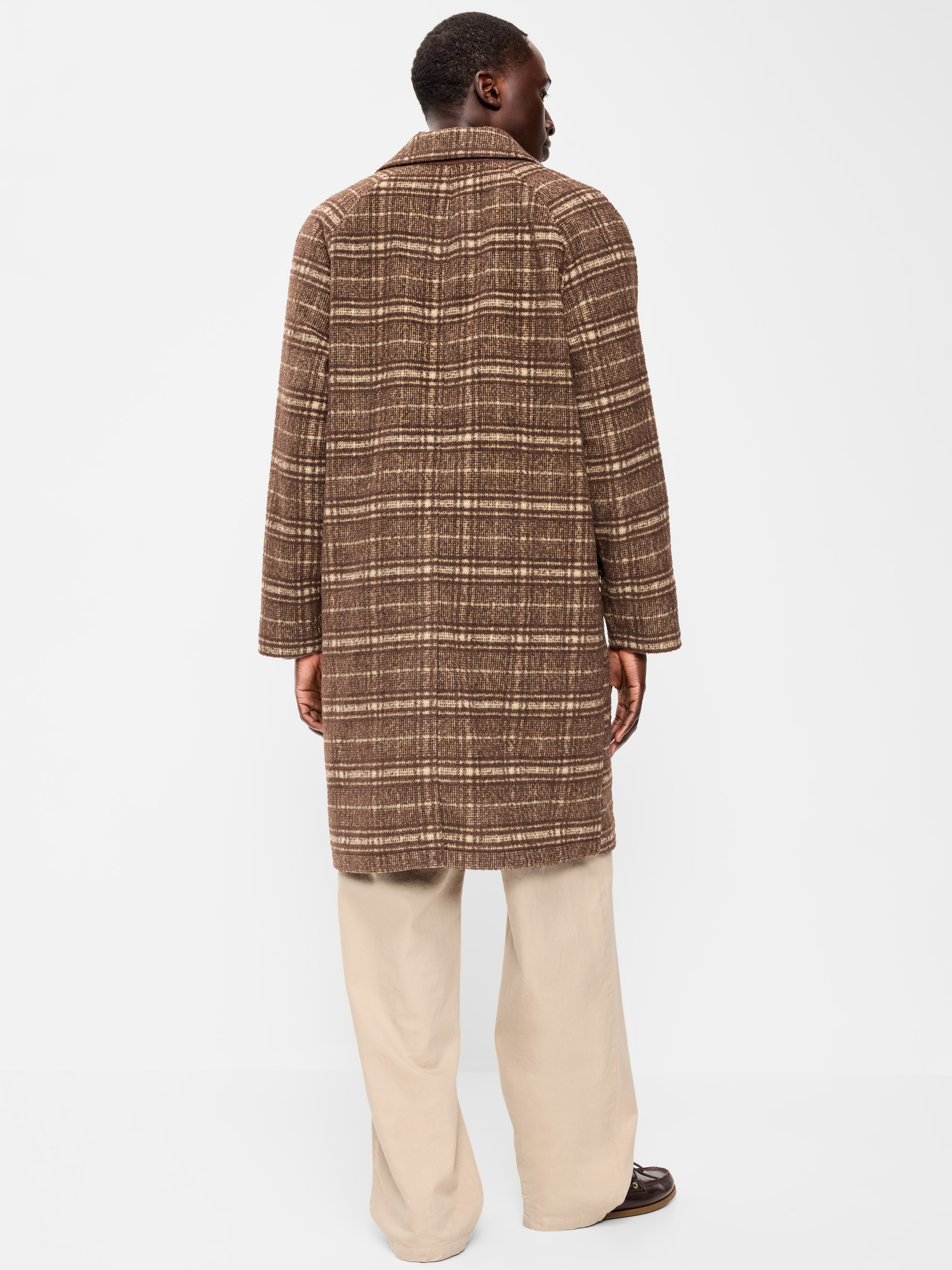 Relaxed Houndstooth Topcoat - Brown Plaid - 2