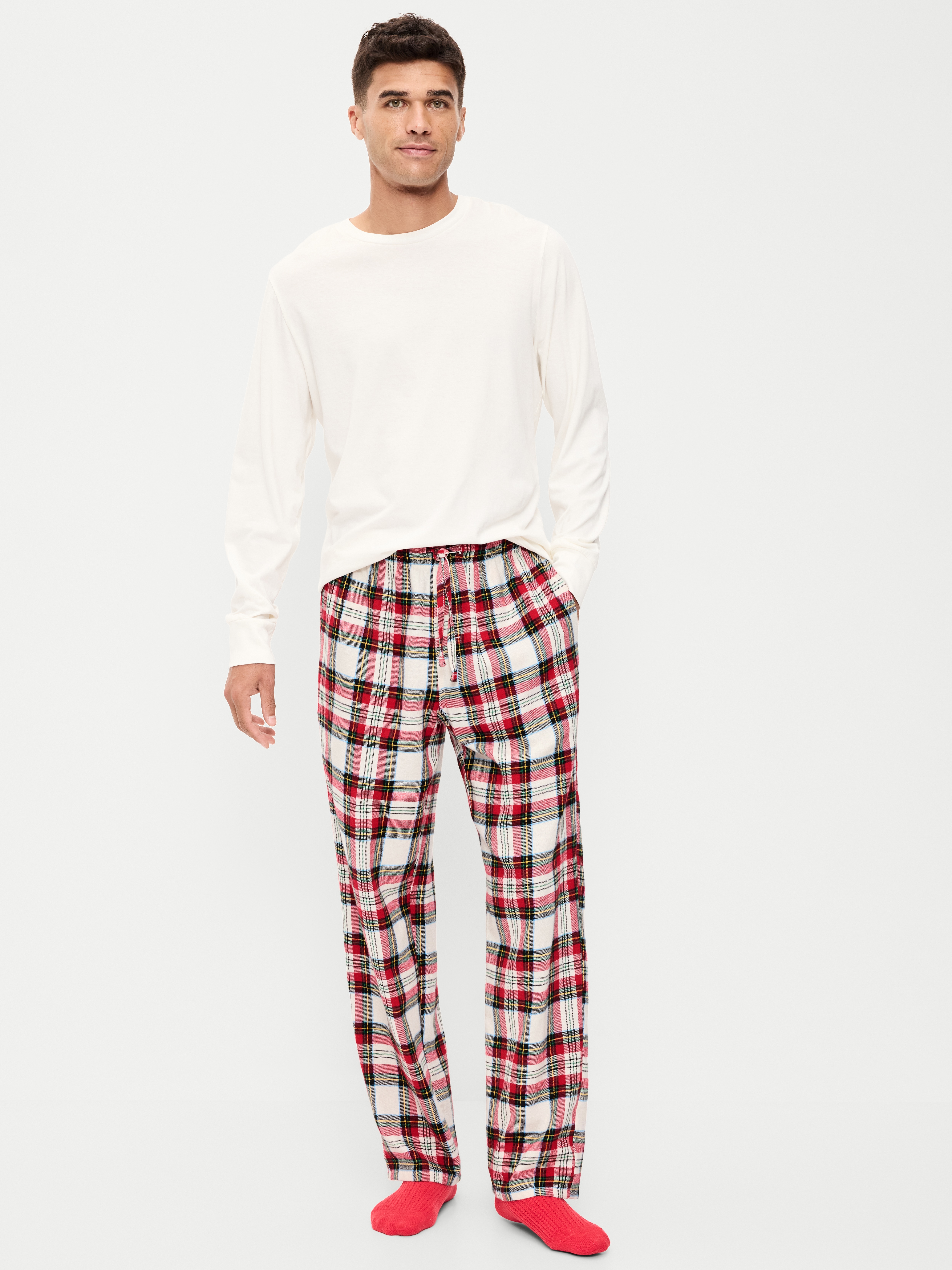 Flannel Pajama Pants - White Tartan - 2