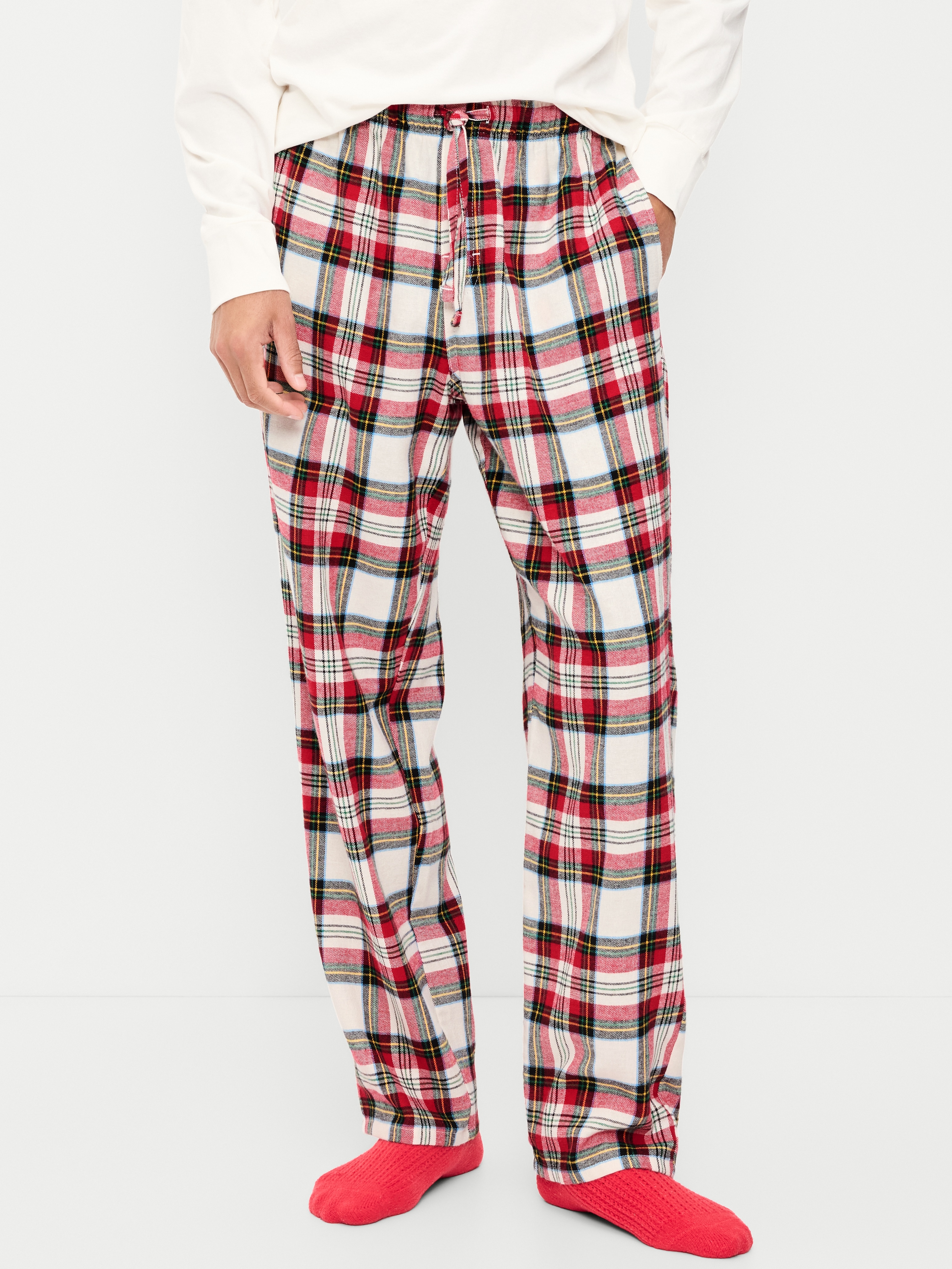 Flannel Pajama Pants - White Tartan - 1