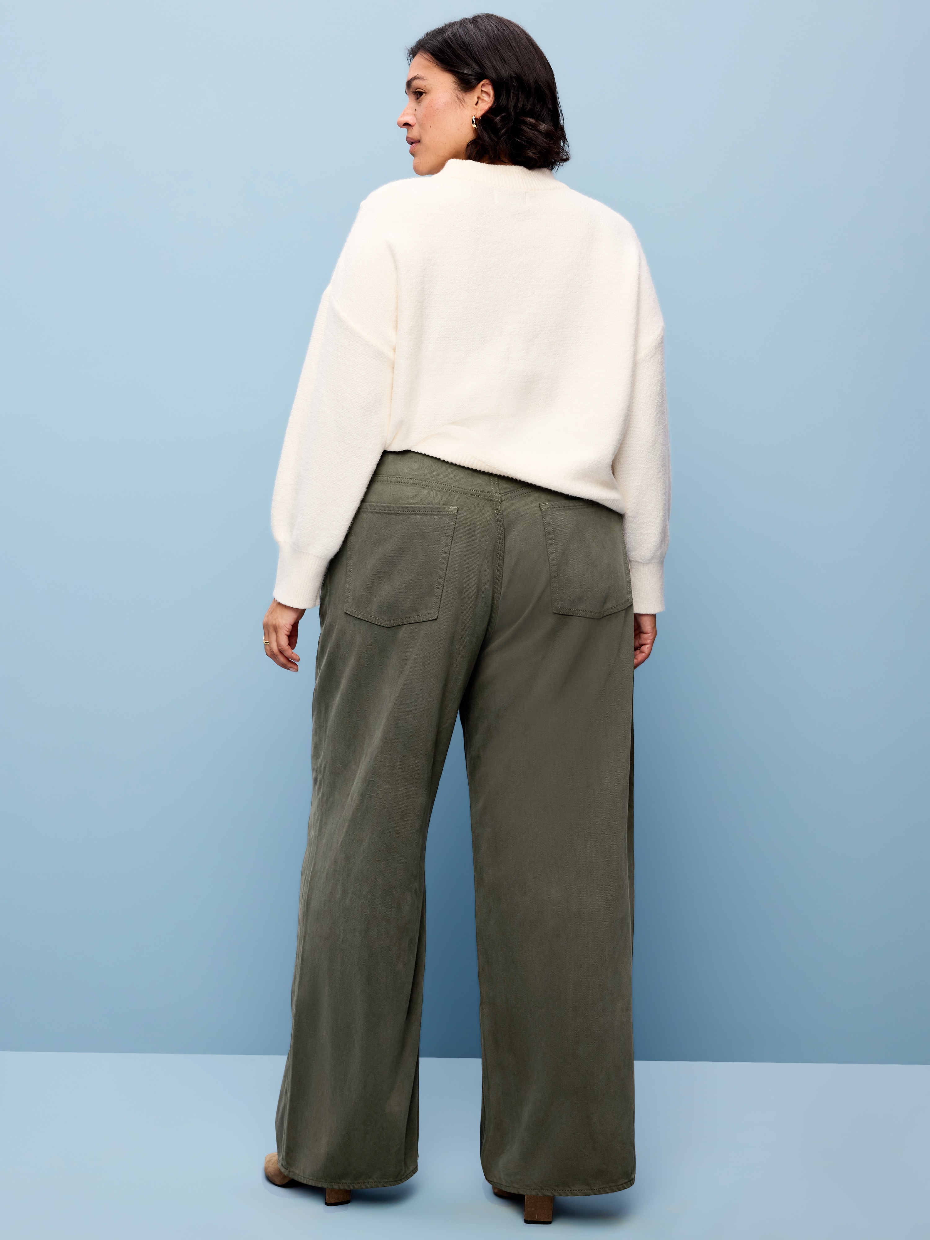 High-Waisted Baggy Wide-Leg Jeans - Forest Tapestry - 7