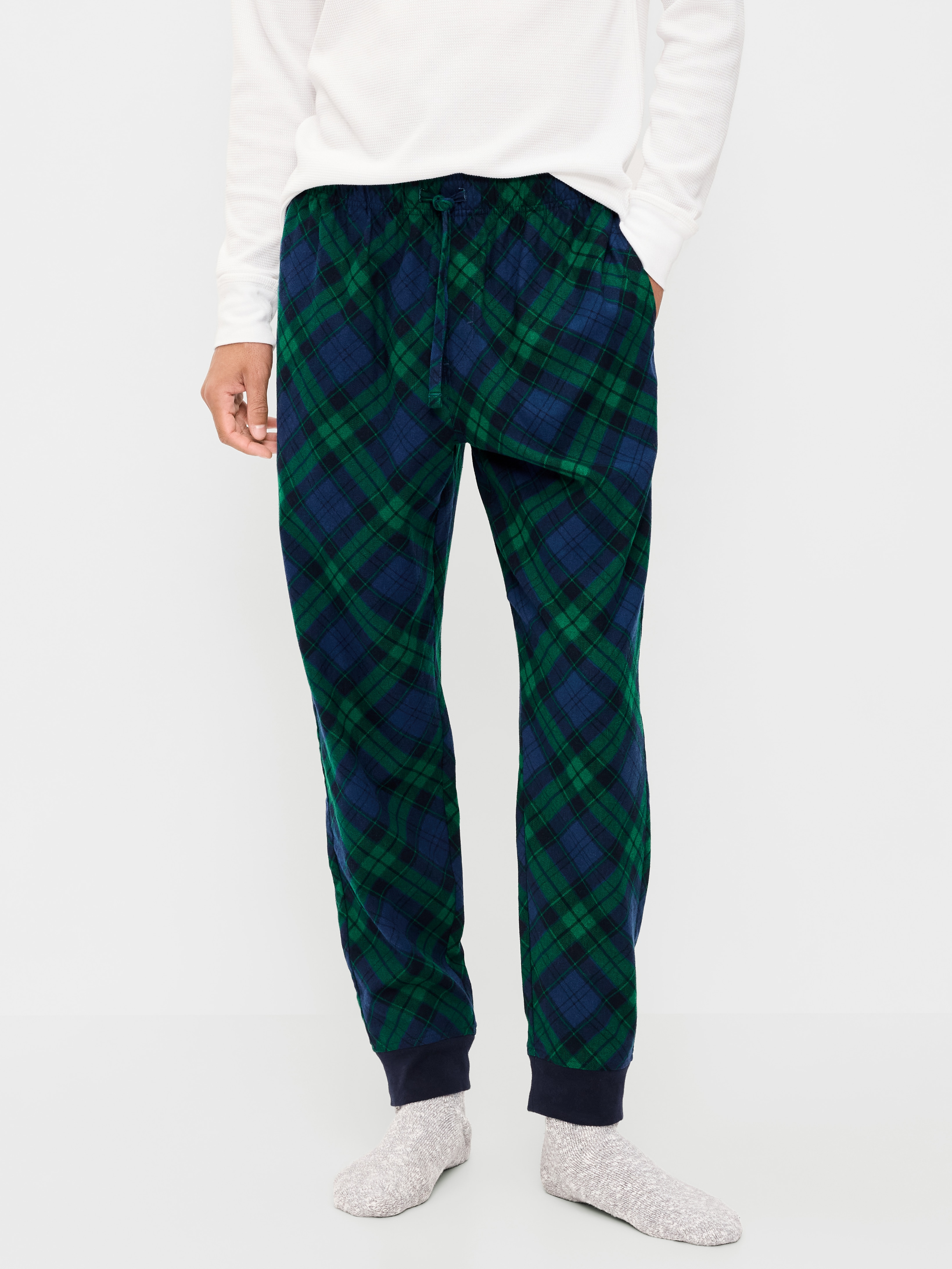Flannel Pajama Joggers for Men - Navy Plaid (Match the Fam!) - 1