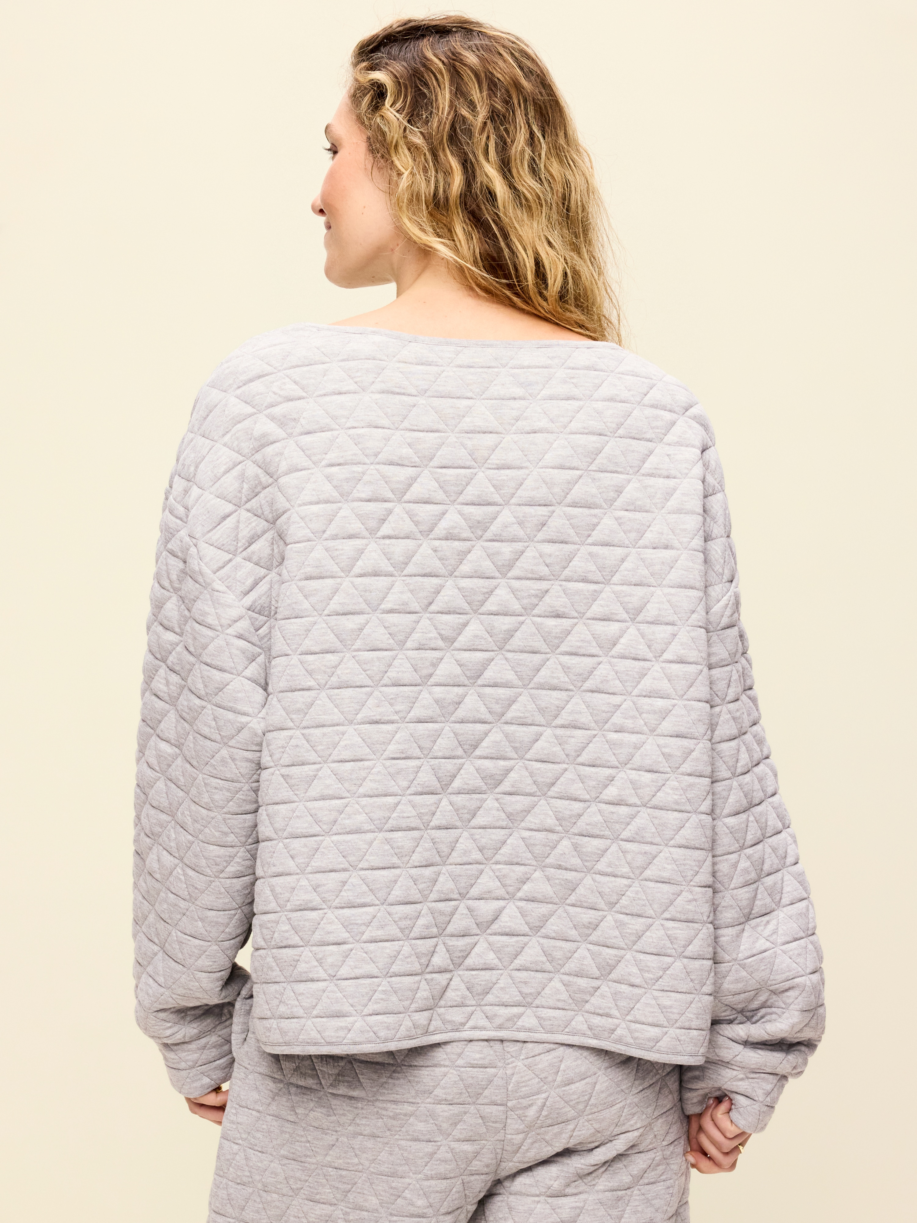 Quilted Bounce Fleece Boatneck Sweatshirt - Heather Gray - 2