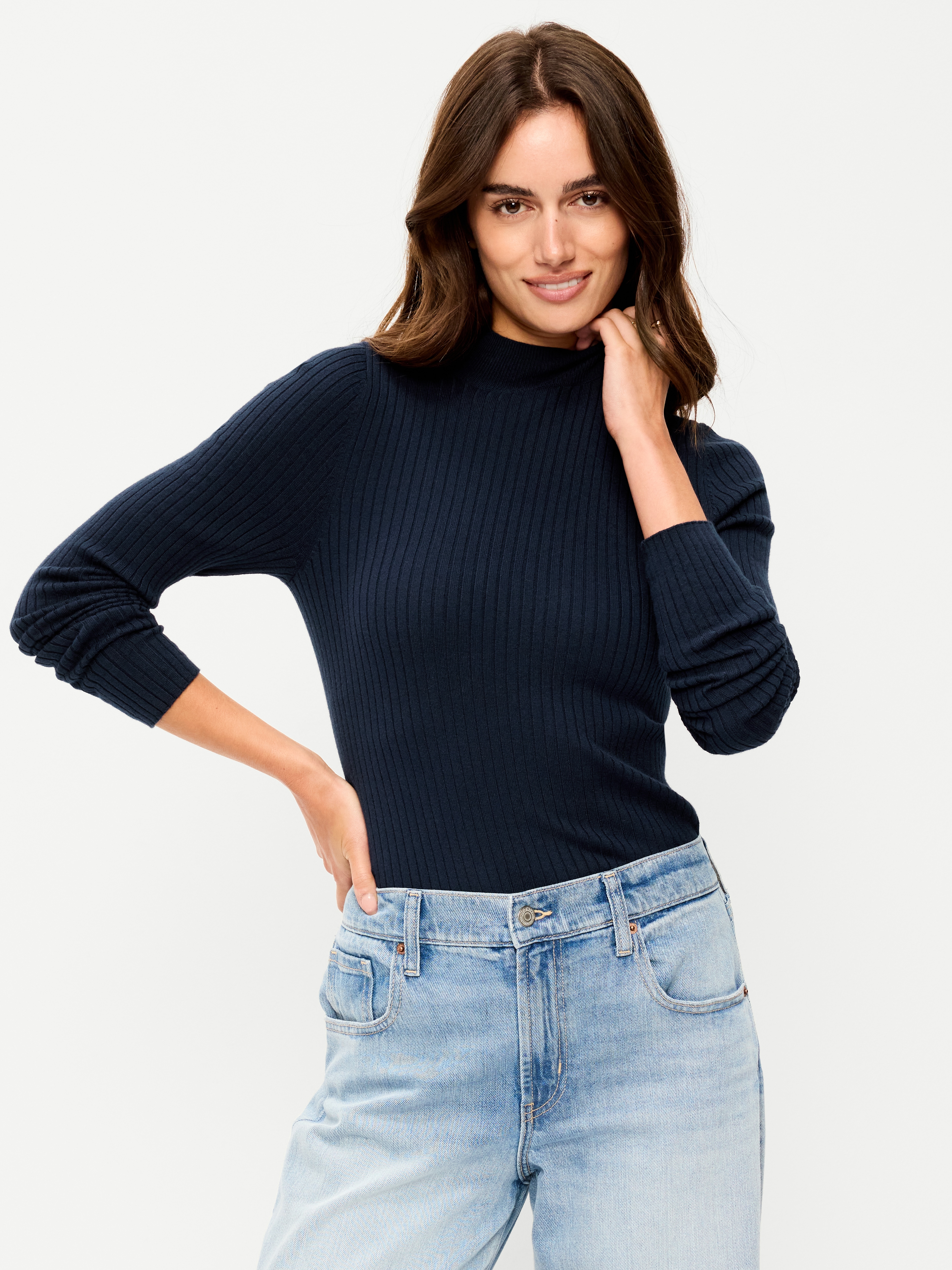SoSoft Lite Ribbed Mock-Neck Sweater - Arctic Depth - 1