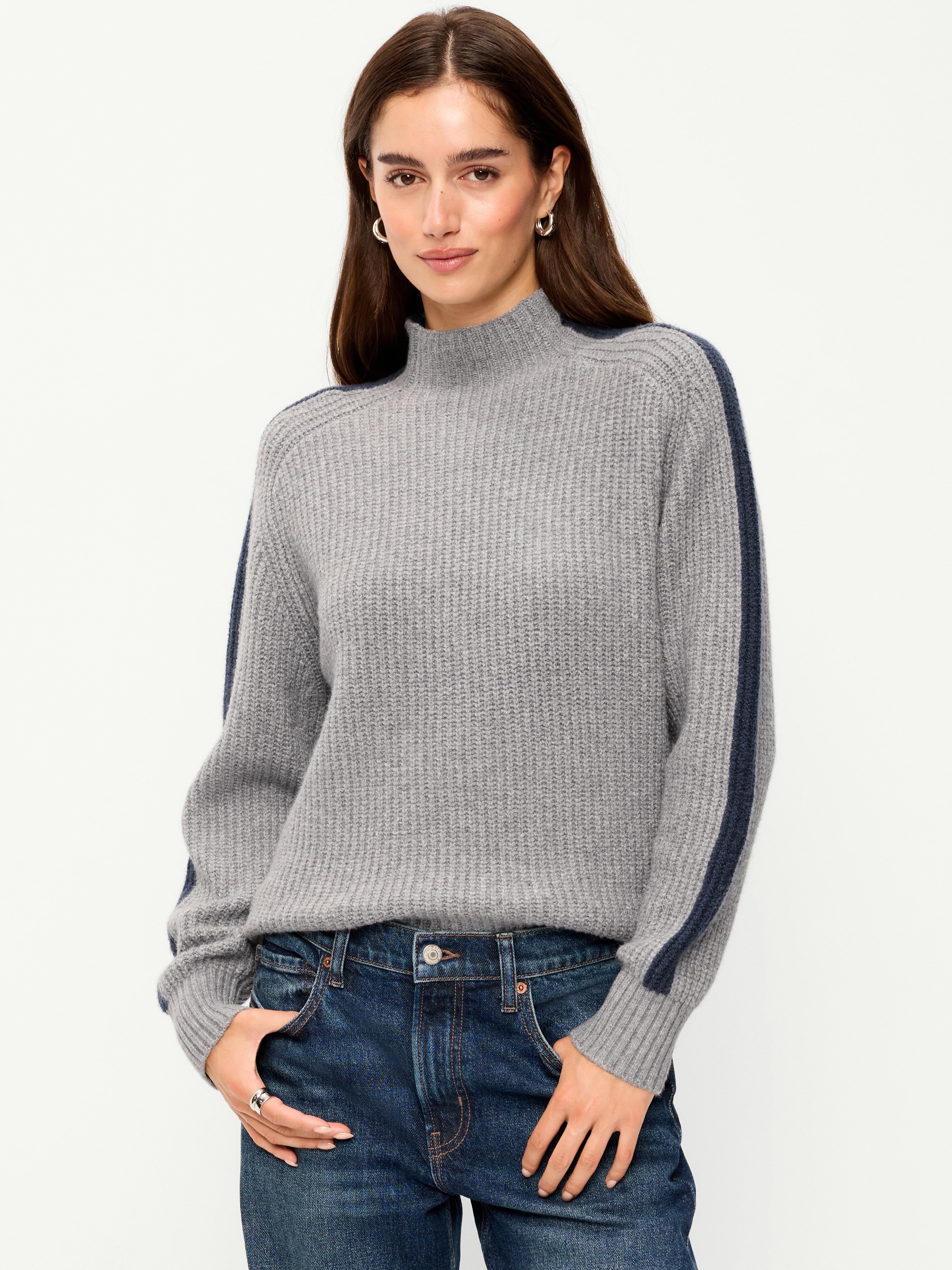 SoSoft Mock-Neck Shaker Sweater - Heather Gray - 3
