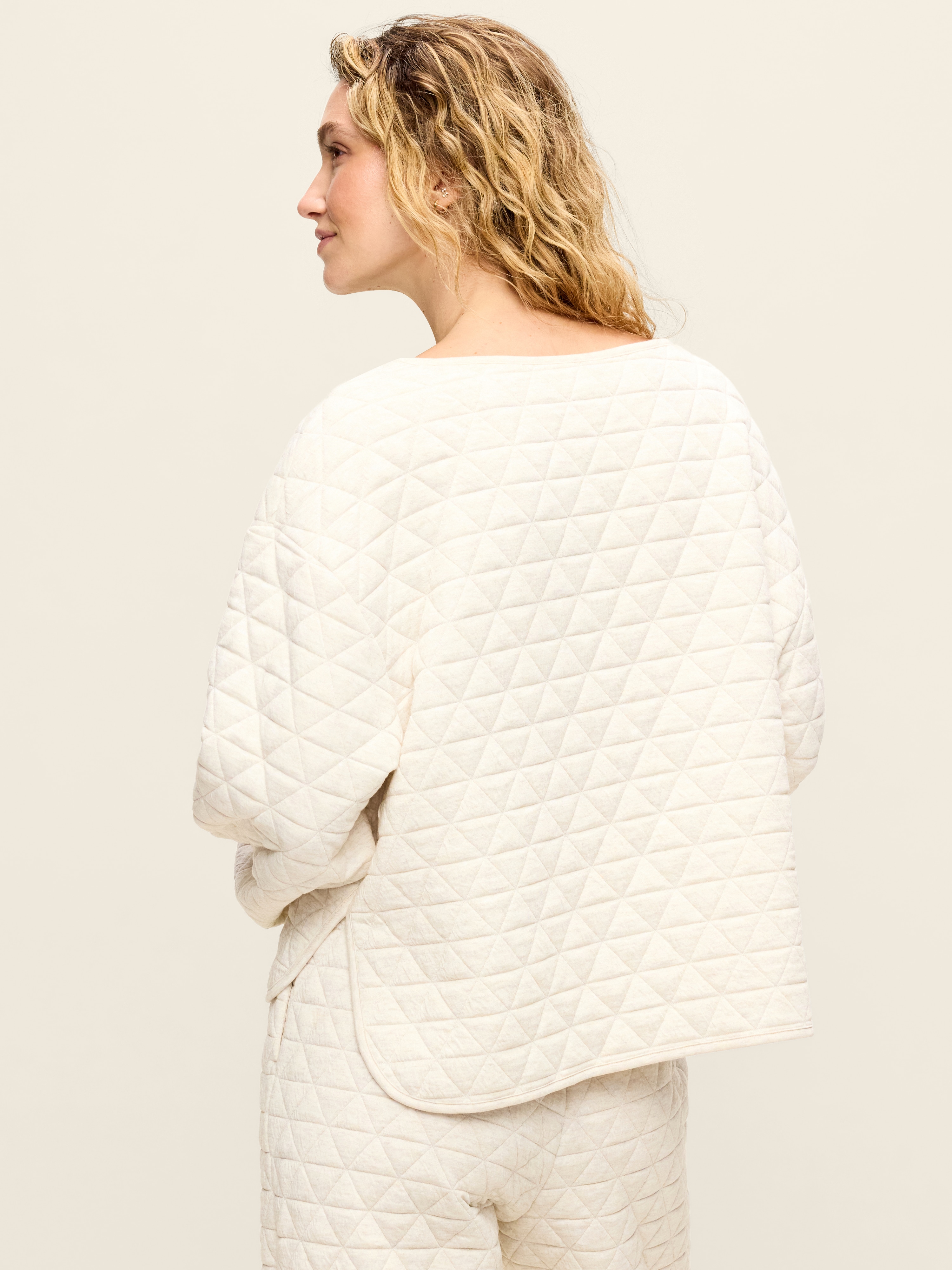 Quilted Bounce Fleece Boatneck Sweatshirt - Oatmeal Heather - 2