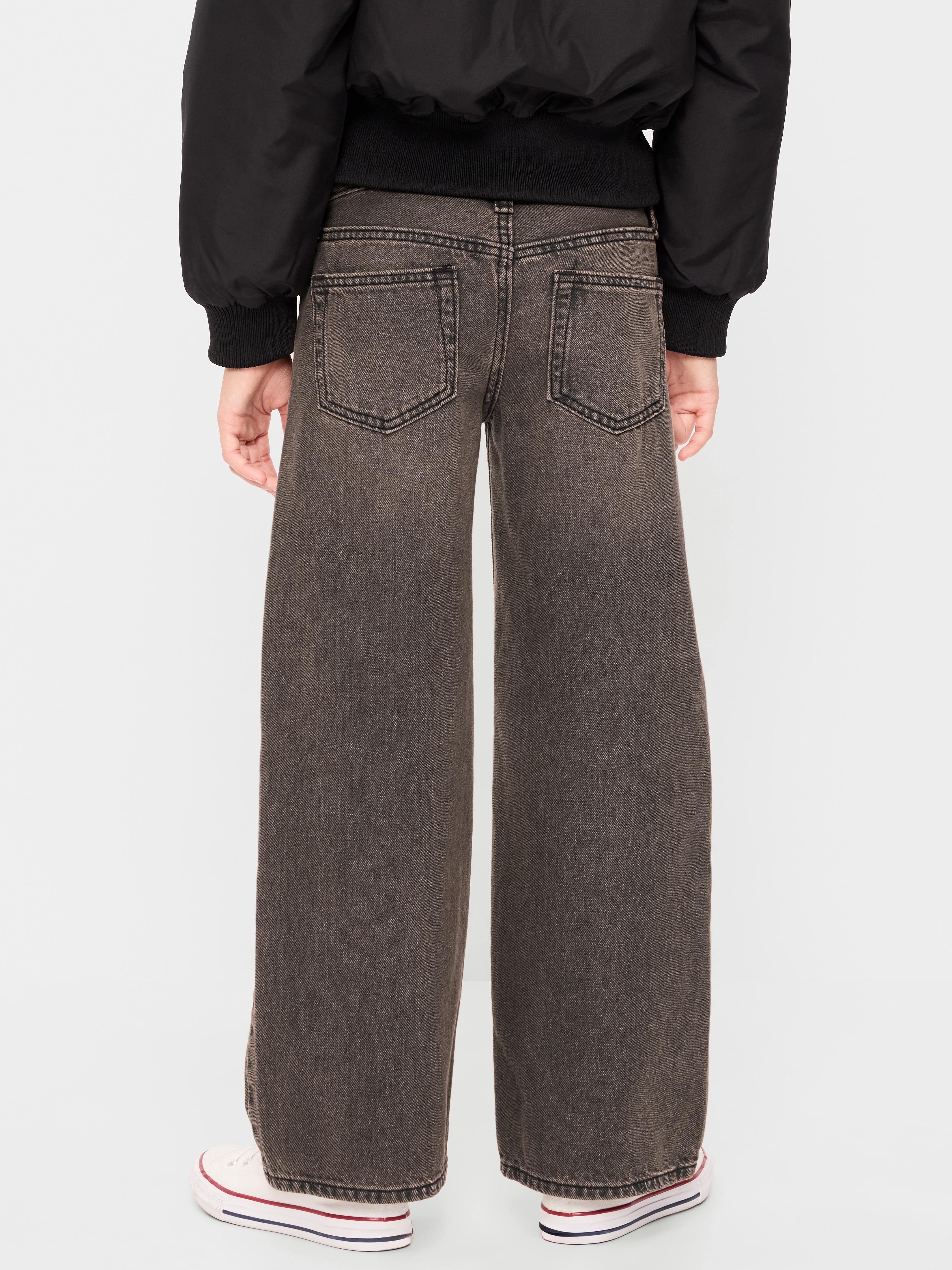 Low-Rise Baggy Wide-Leg Jeans for Girls - Deep Brown - 3