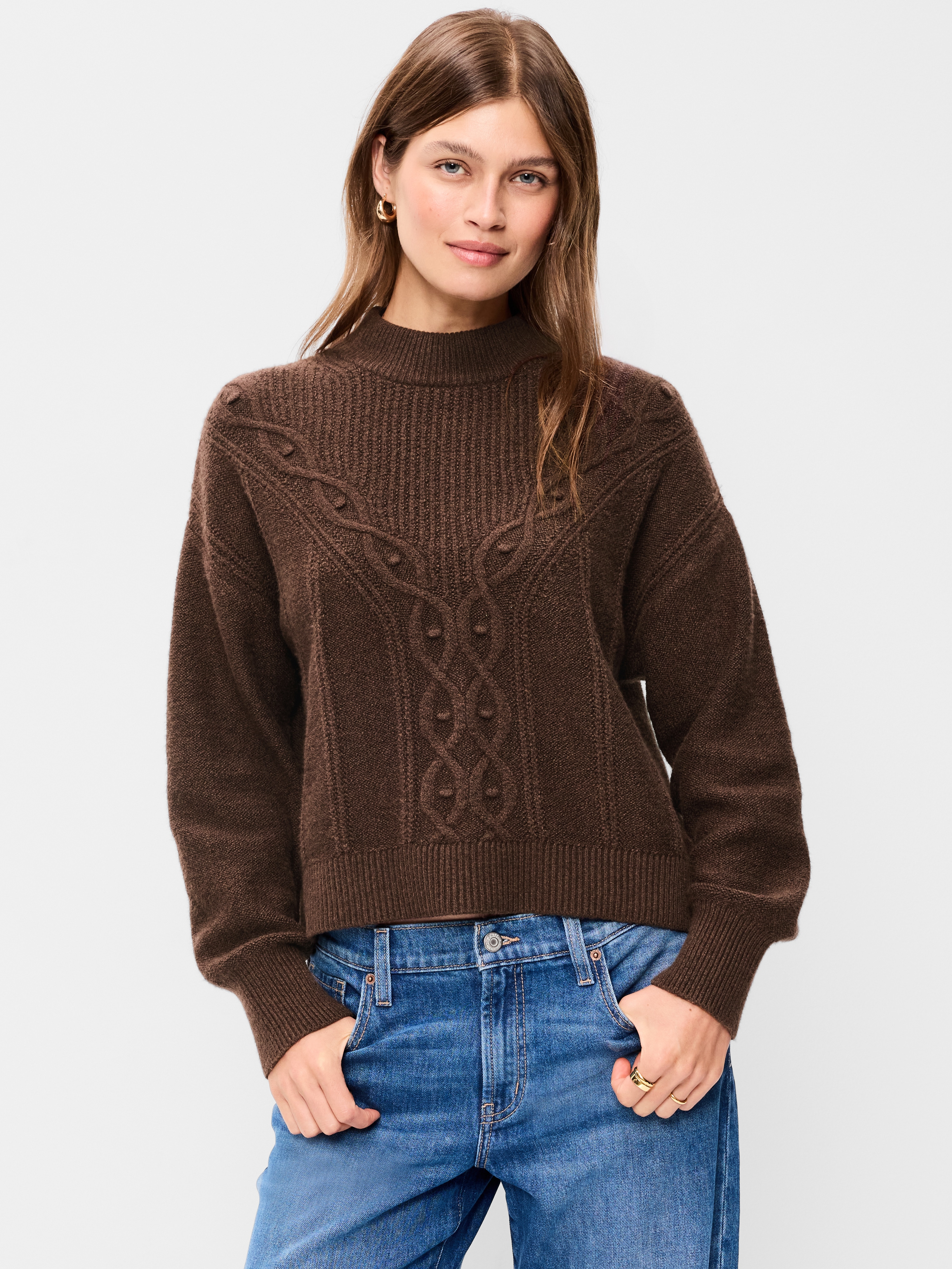 SoSoft Crew-Neck Cable Knit Sweater - Earthen - 1