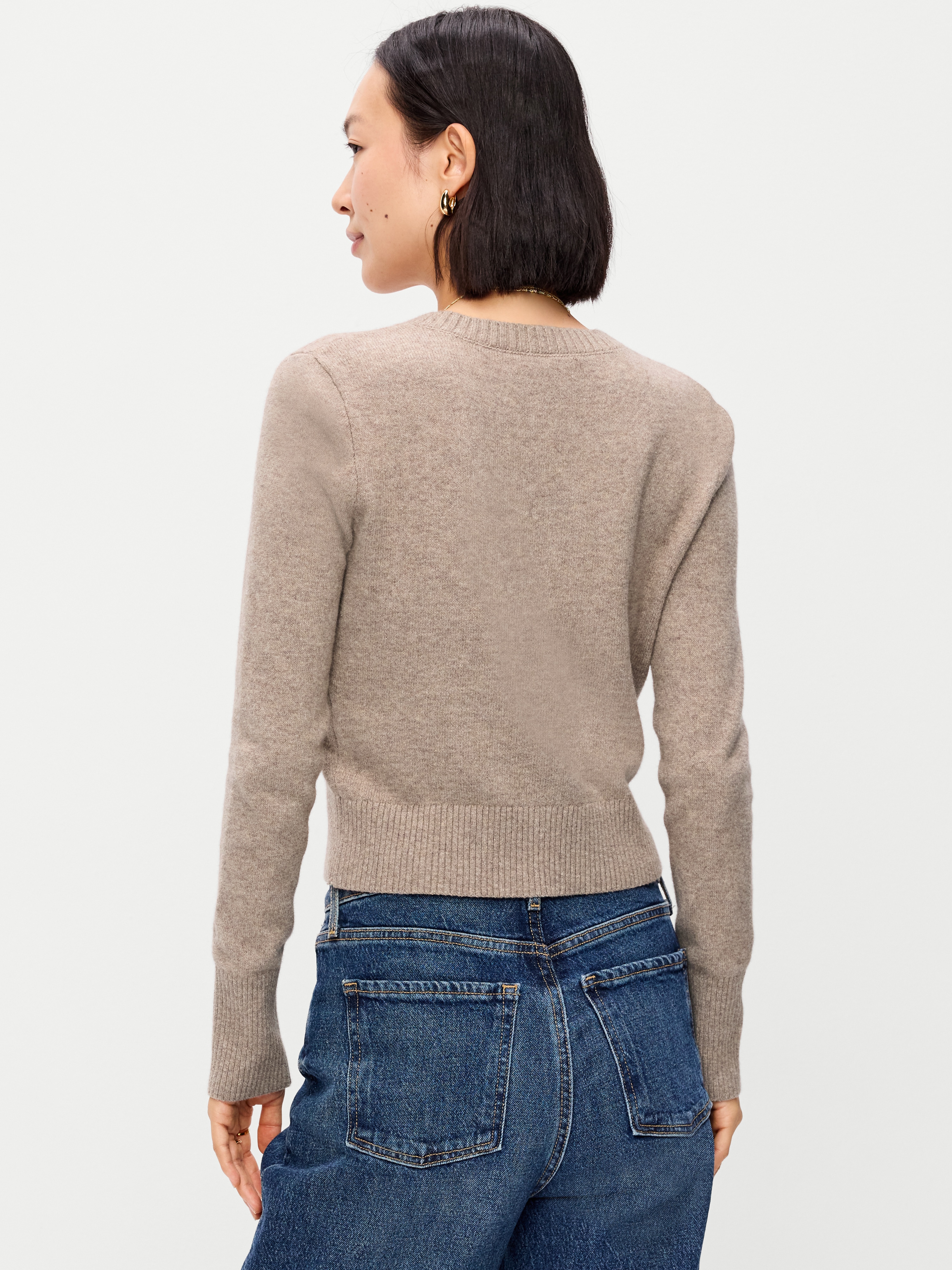 SoSoft Cropped Crew-Neck Cardigan - Mushroom - 2
