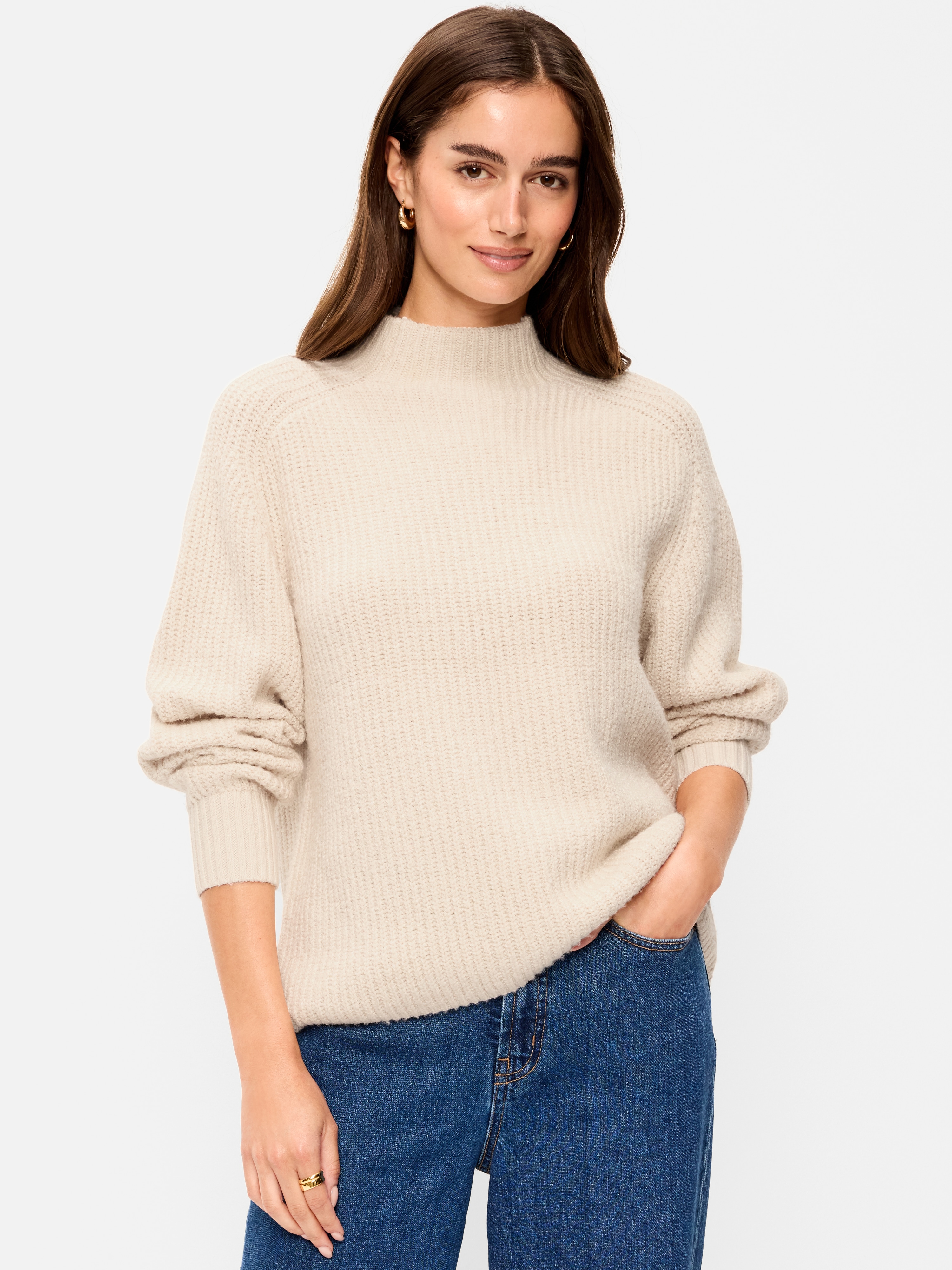 SoSoft Mock-Neck Shaker Sweater - Wish Bone - 1