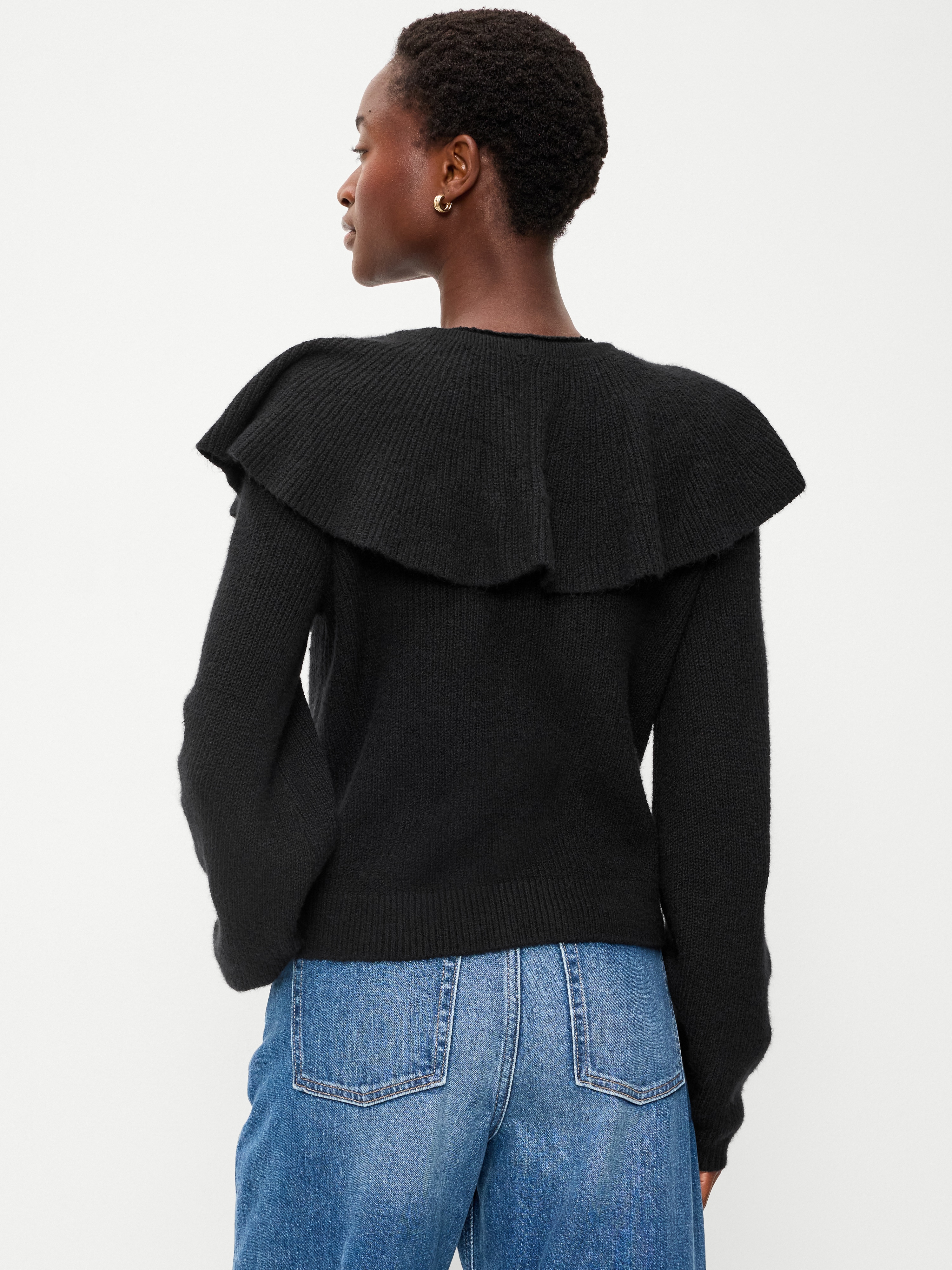 SoSoft Cape-Collar Cardigan Sweater - Black Jack - 2