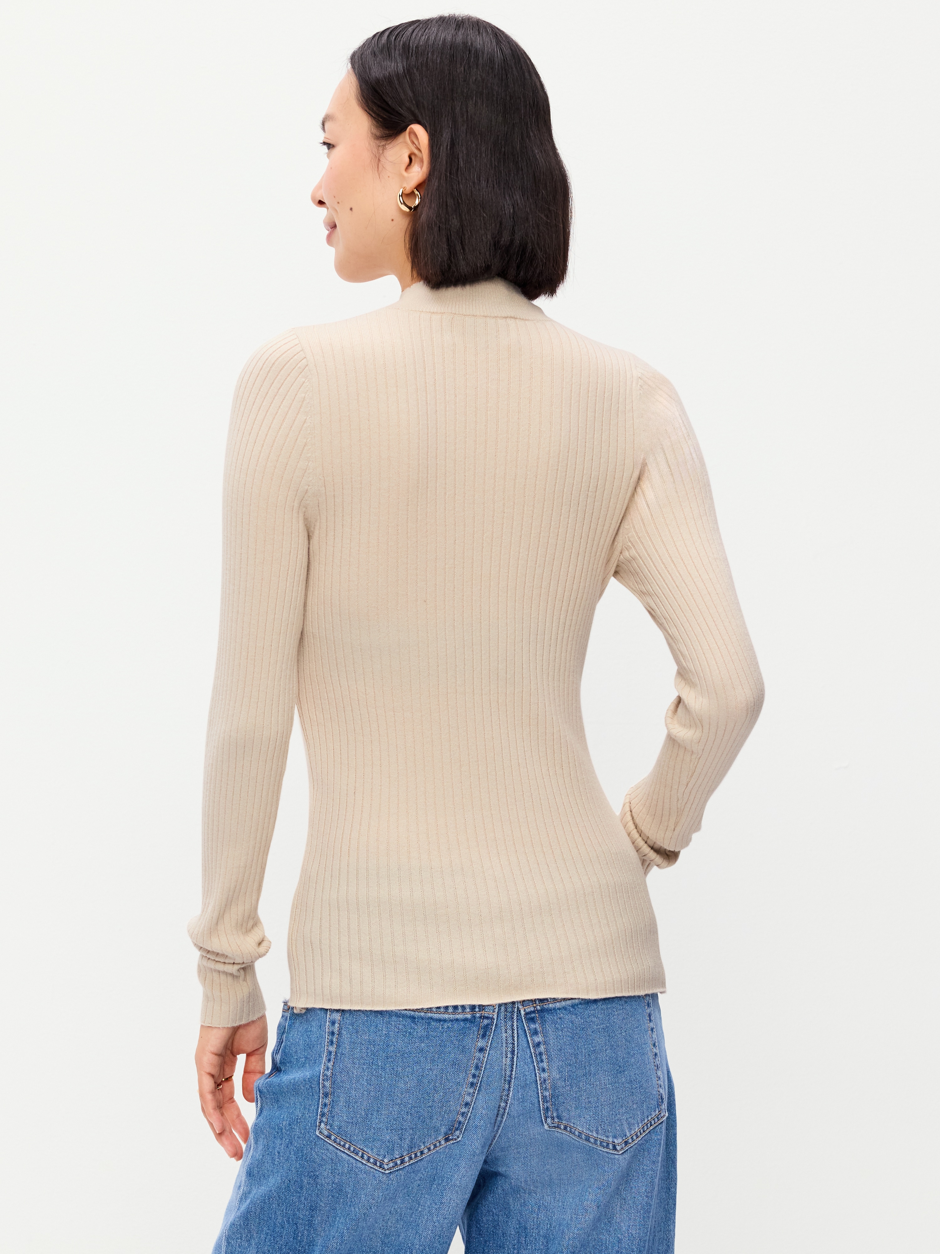 SoSoft Lite Ribbed Mock-Neck Sweater - Wish Bone - 2