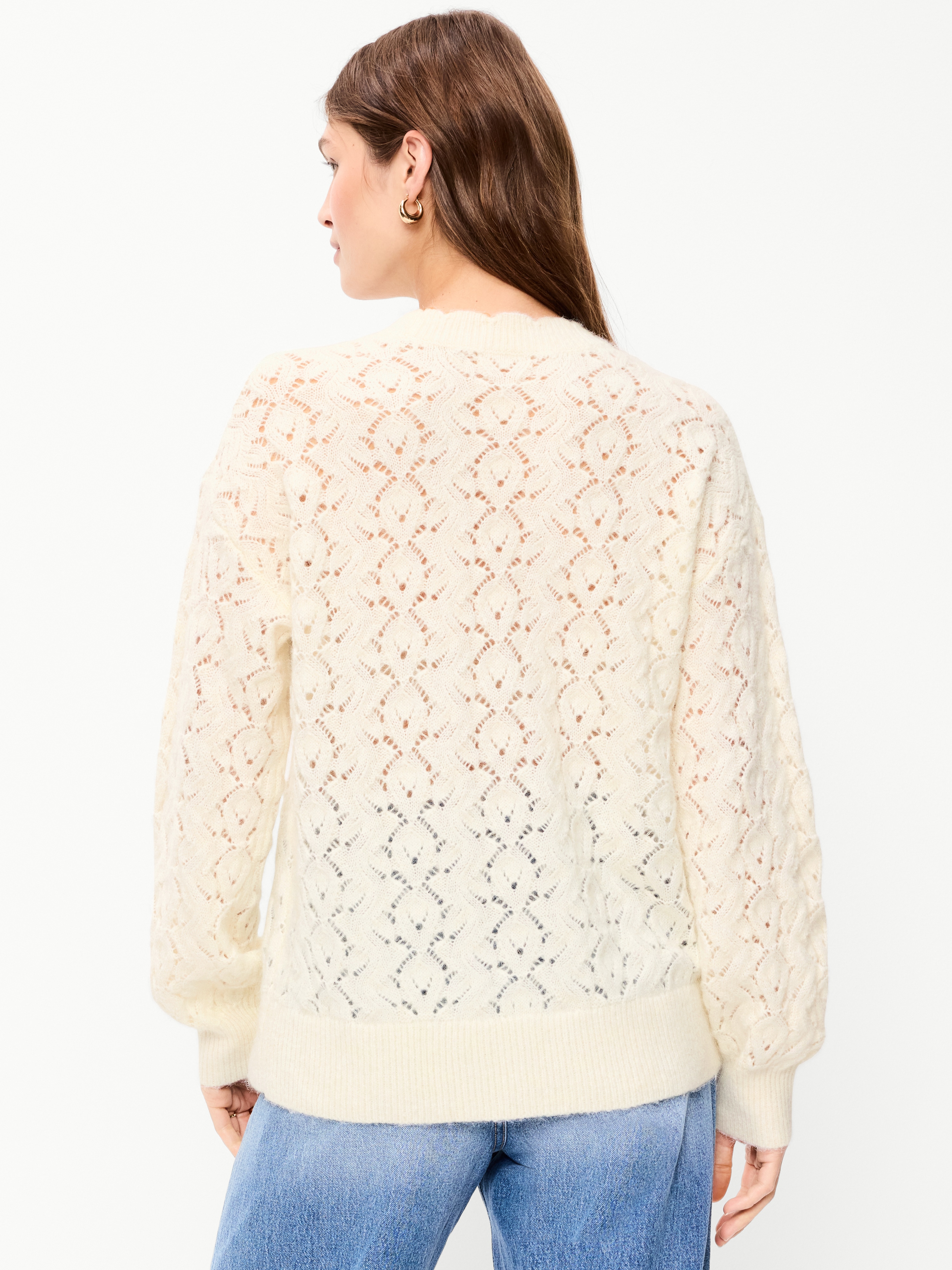 Wool-Blend Crew-Neck Tunic Sweater - Creme De La Creme - 2