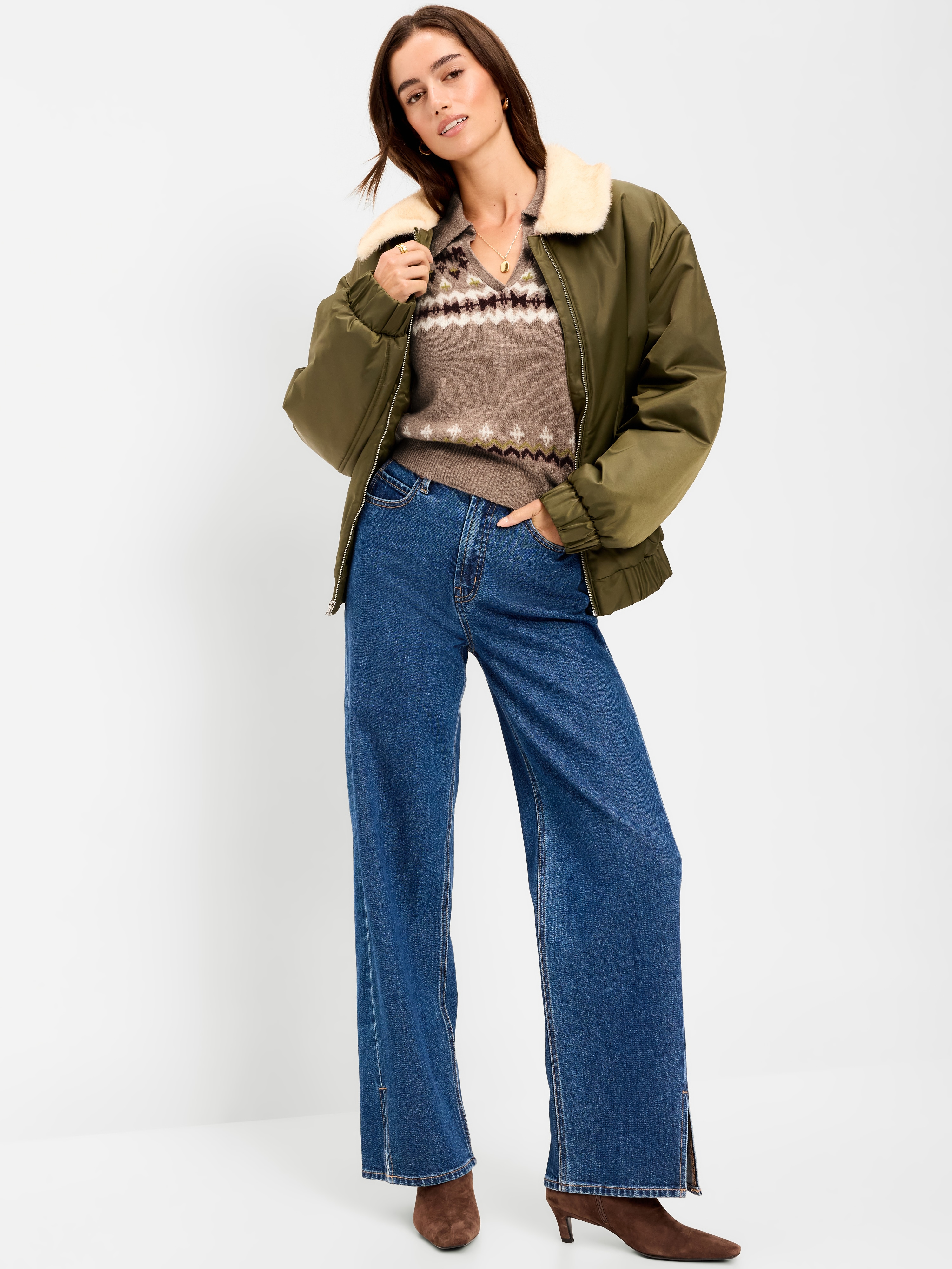 SoSoft Cropped Long-Sleeve Sweater - Neutral Fair Isle - 3