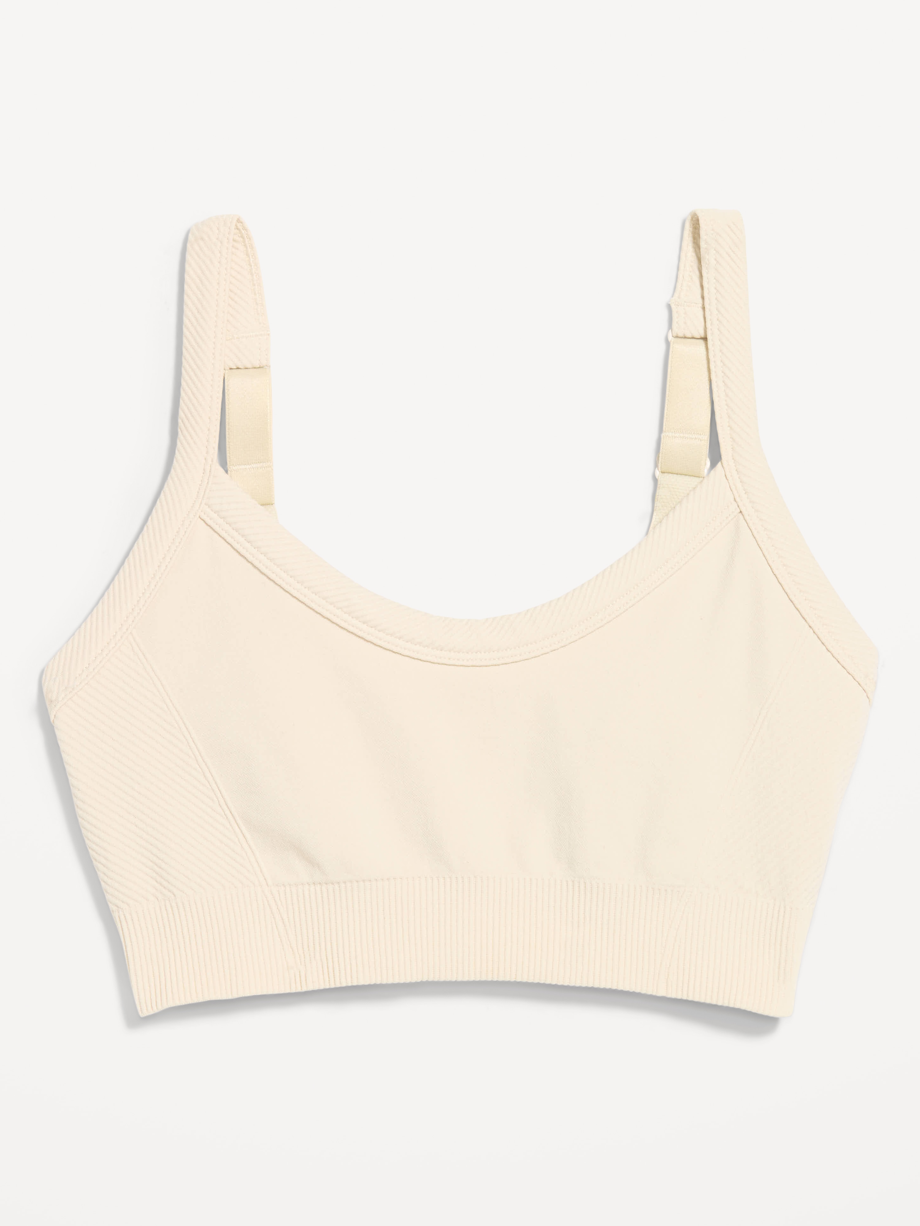 Light Support Fluid Seamless Ribbed Sports Bra - White Combo - 3