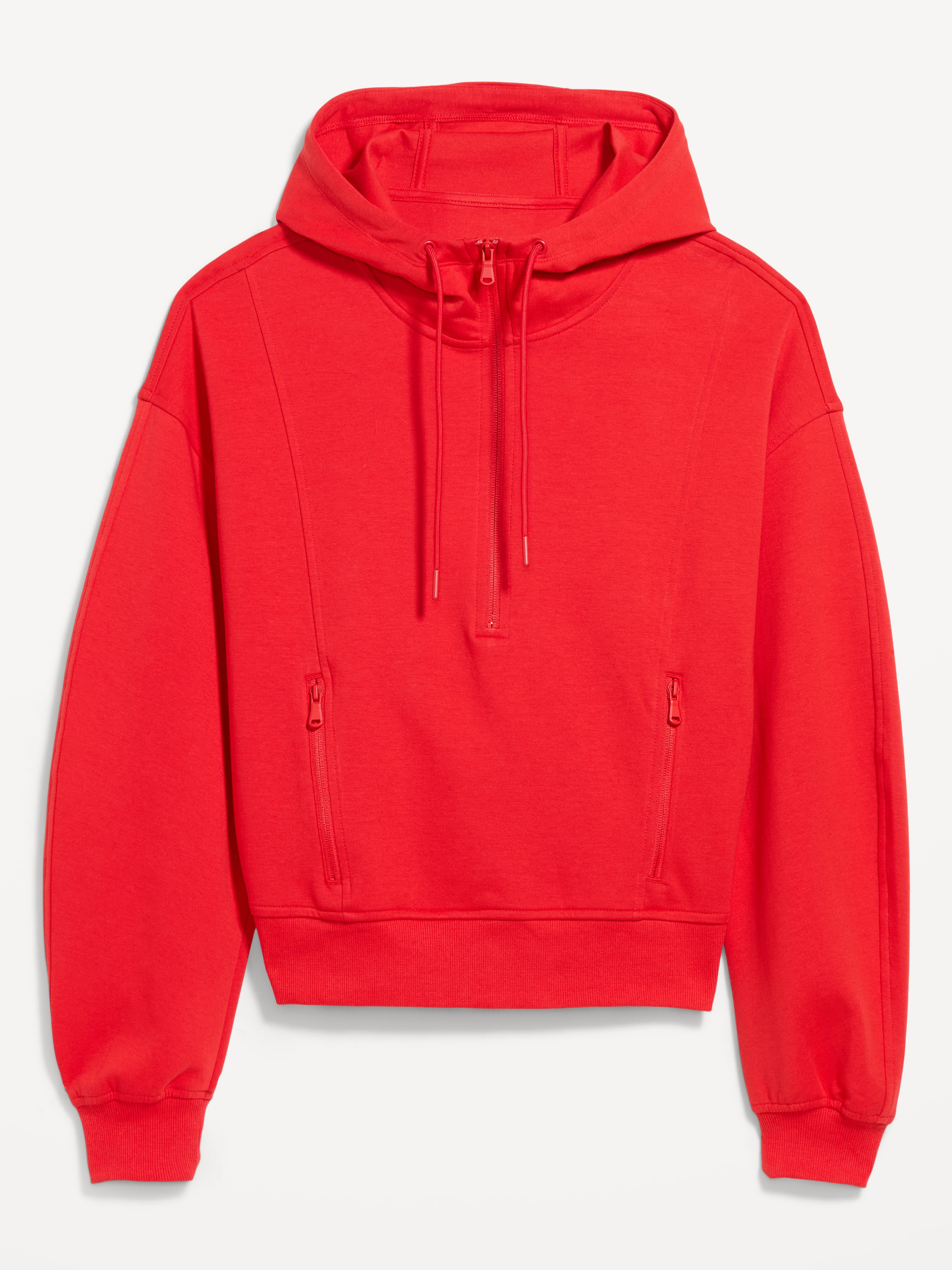 Dynamic Fleece Half-Zip Hoodie Sweatshirt - Bold Red - 5