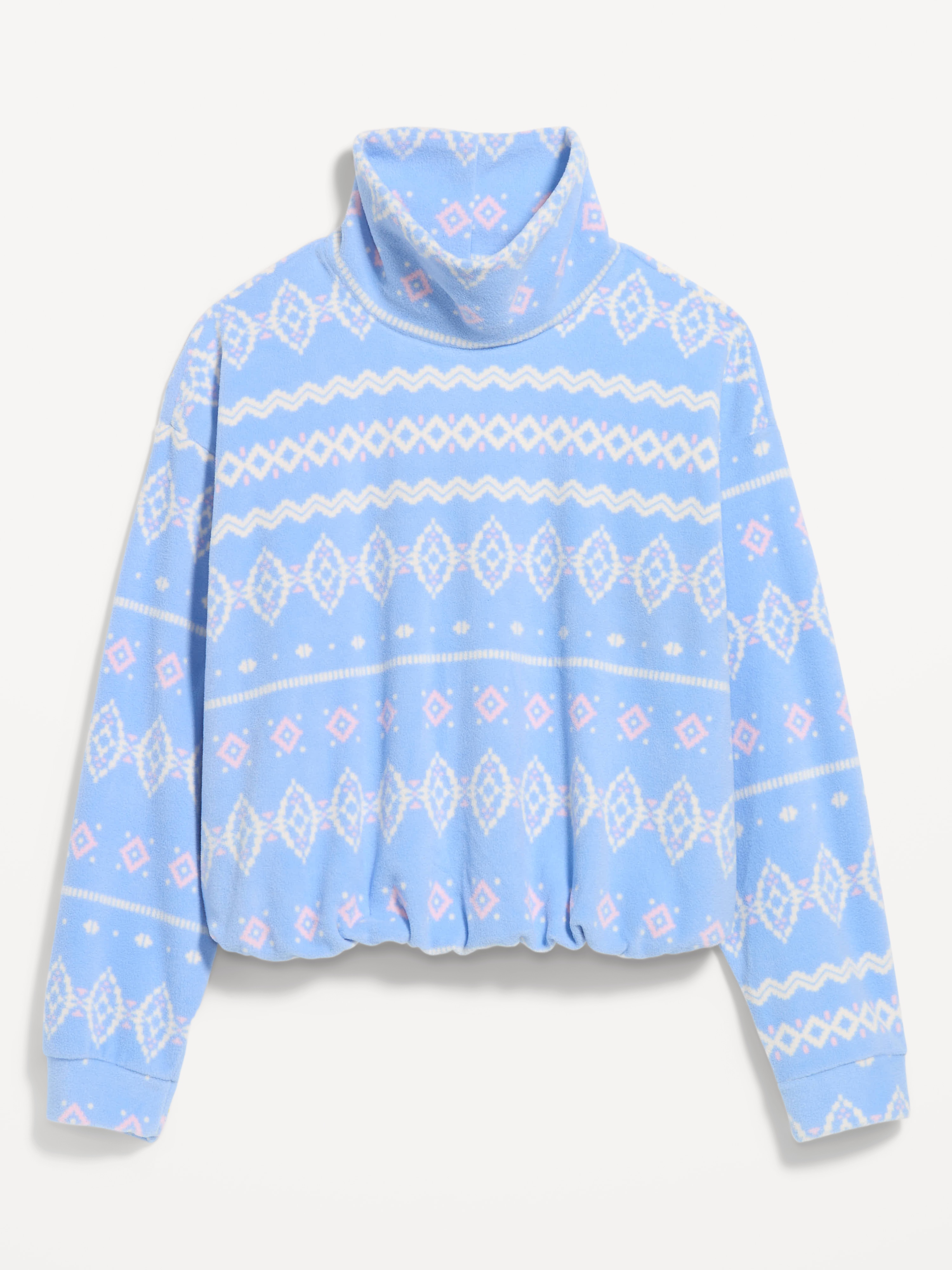 Performance Fleece Funnel Neck Pullover - Blue Fair Isle - 5