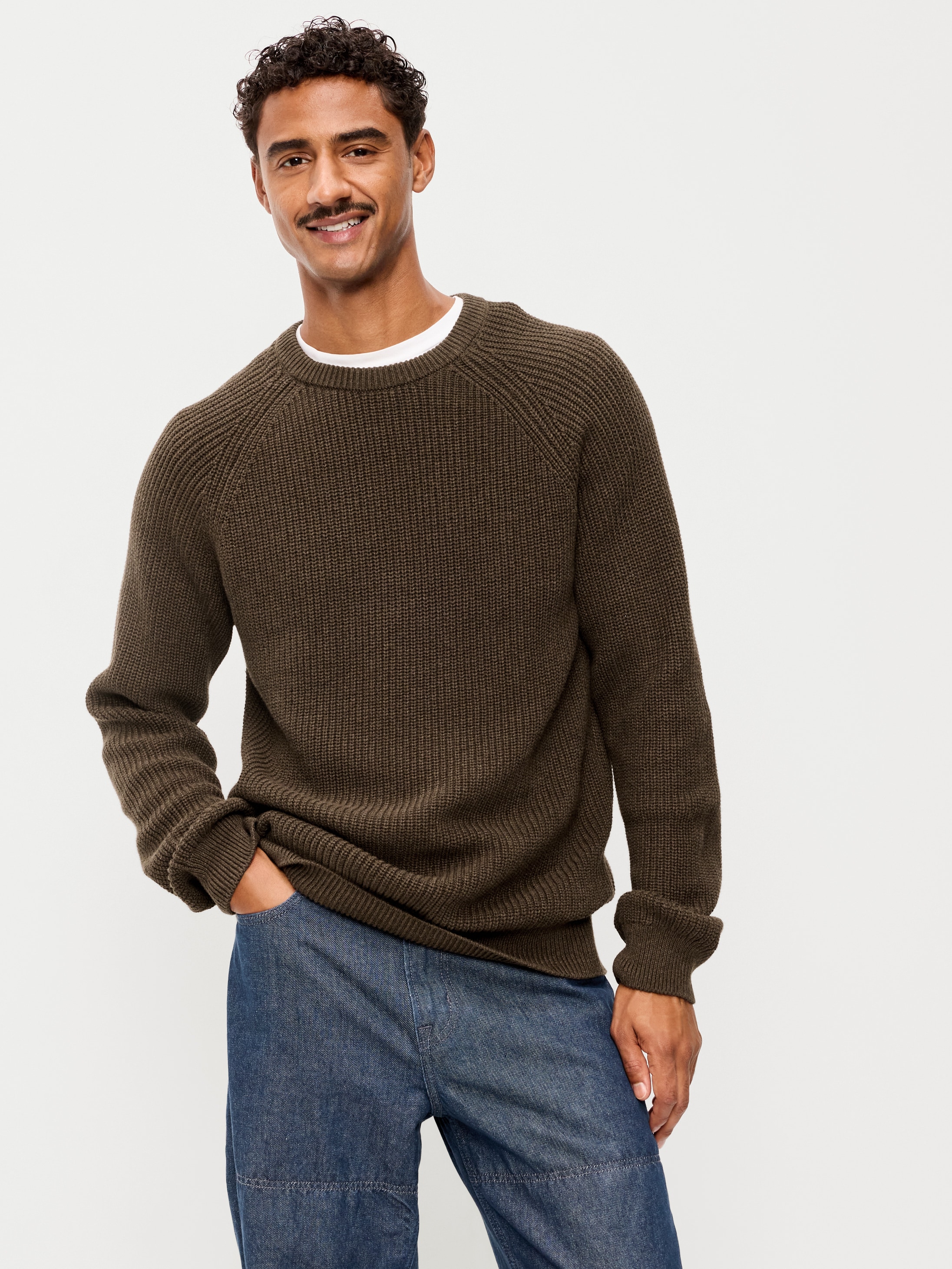 Crew-Neck Sweater - Brown Heather - 1