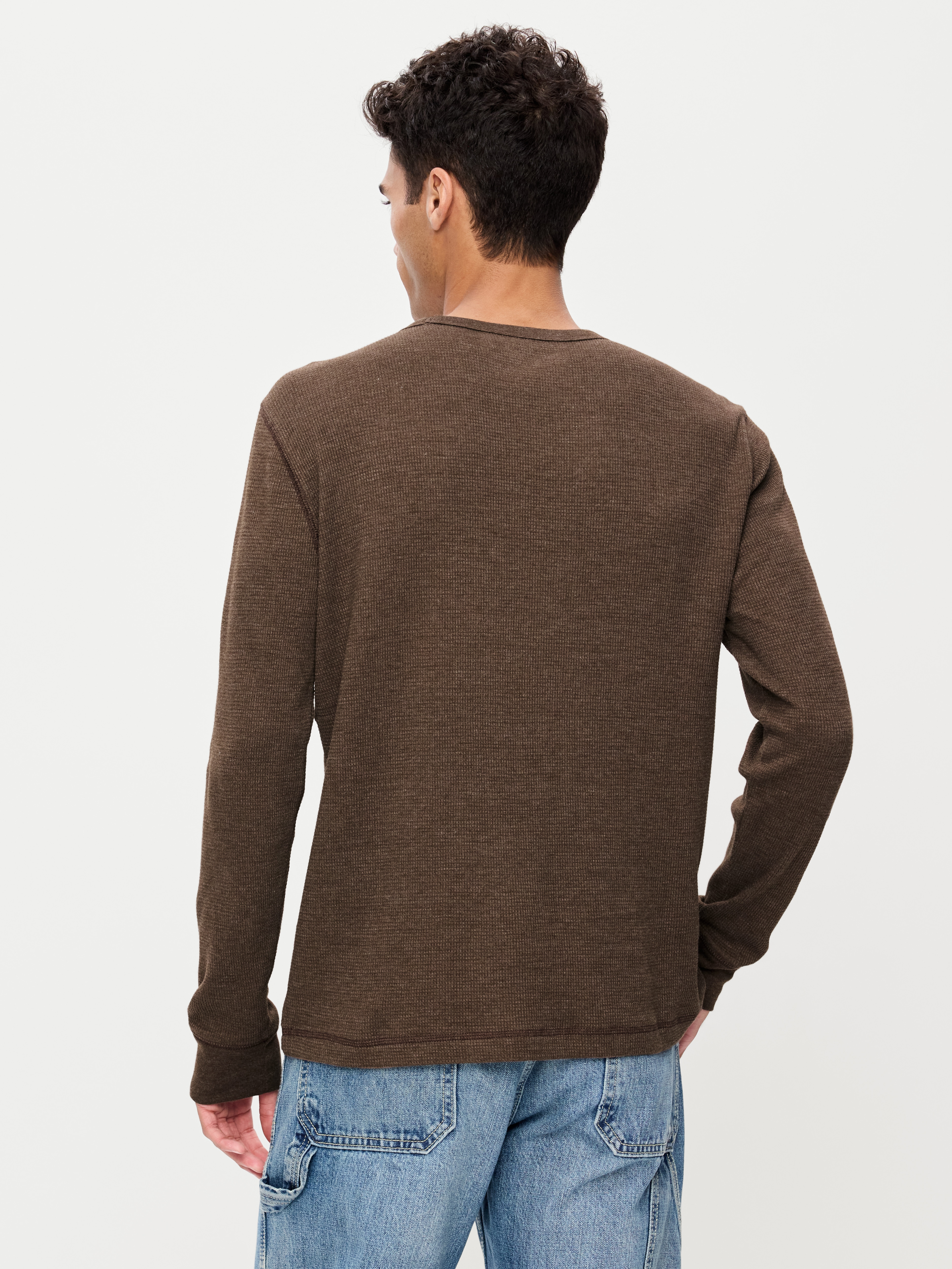 Crew-Neck Waffle T-Shirt - Dark Walnut - 2