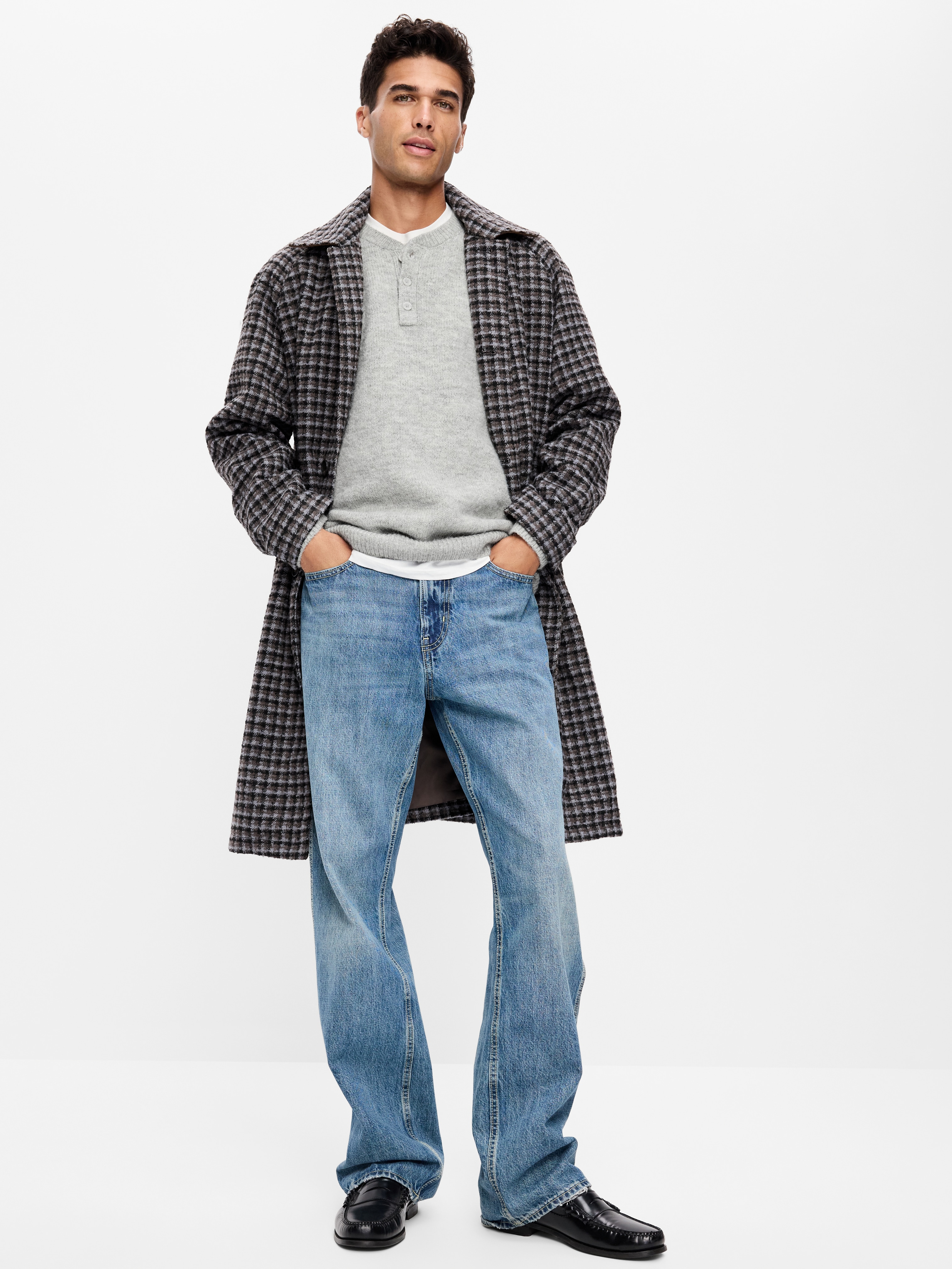 Wool-Blend Henley Sweater - Heather Gray - 3