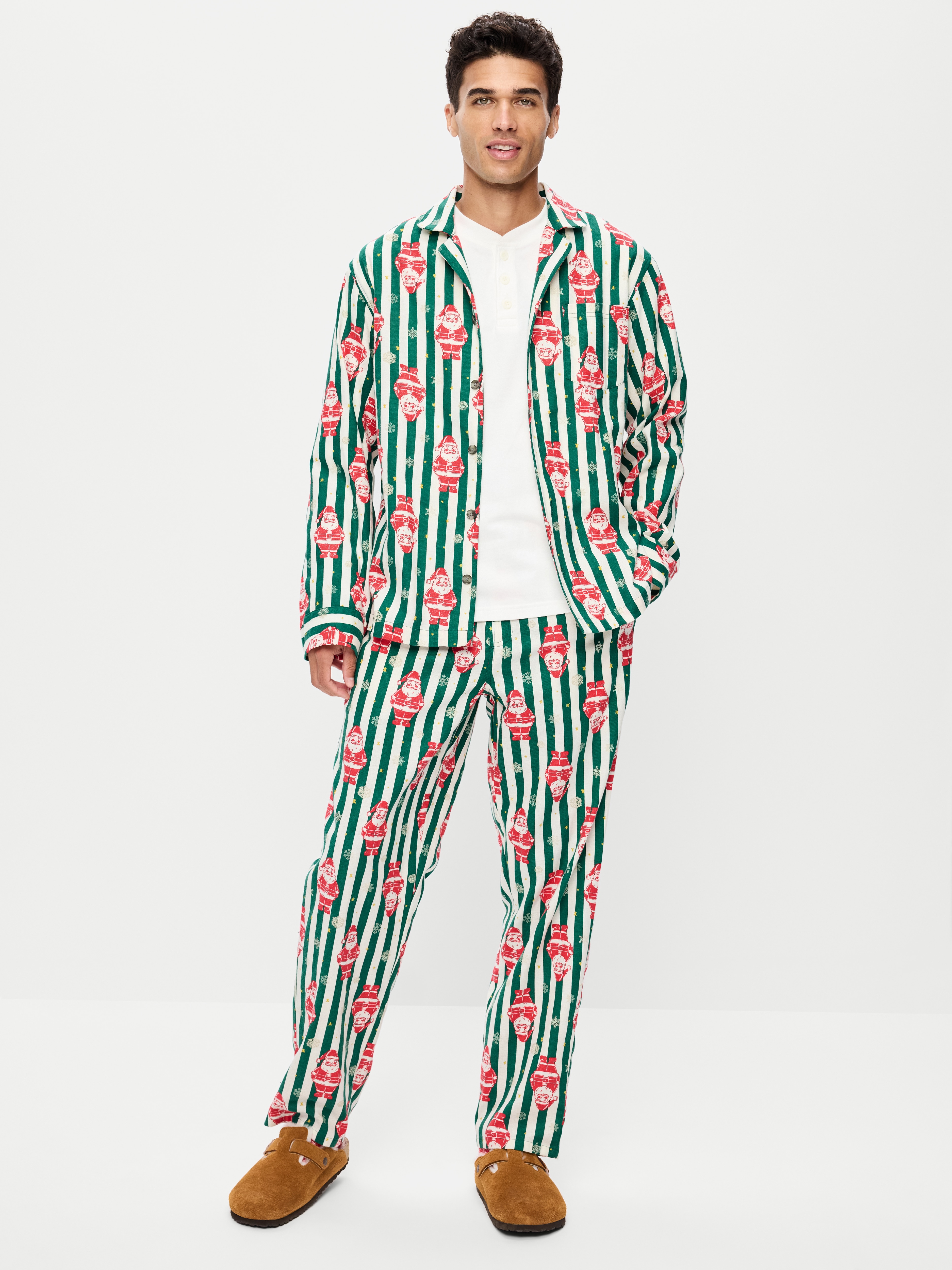 Flannel Pajama Pant Set for Men - Santa Stripes (Match the Fam!) - 1